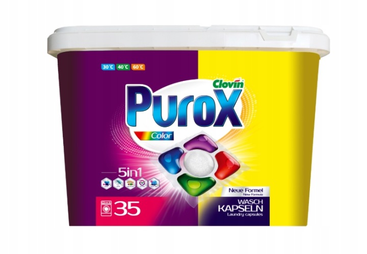 PUROX Color 5w1 kapsułki proszkowo-żelowe do prania 35 × 19 g