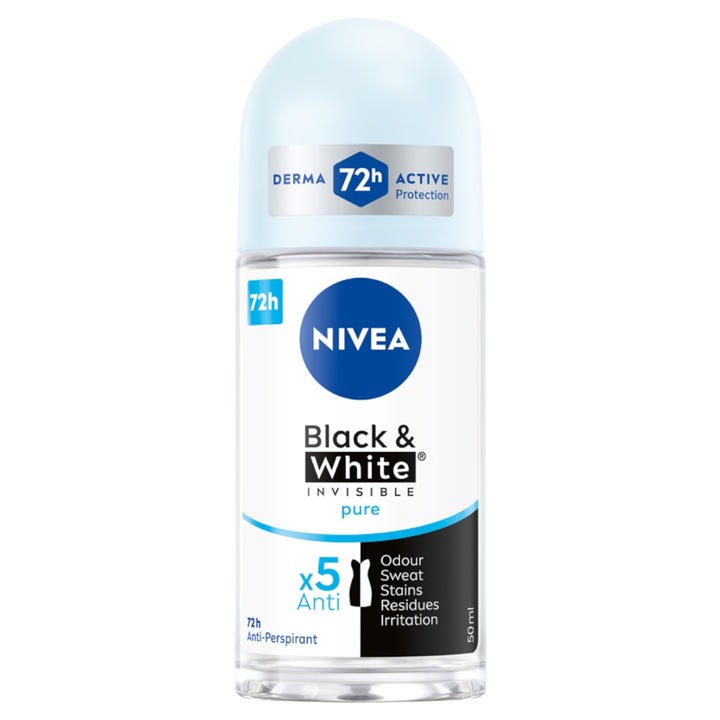 NIVEA BLACK&WHITE INVISIBLE PURE ANTYPERSPIRANT ROLL ON 50 ML