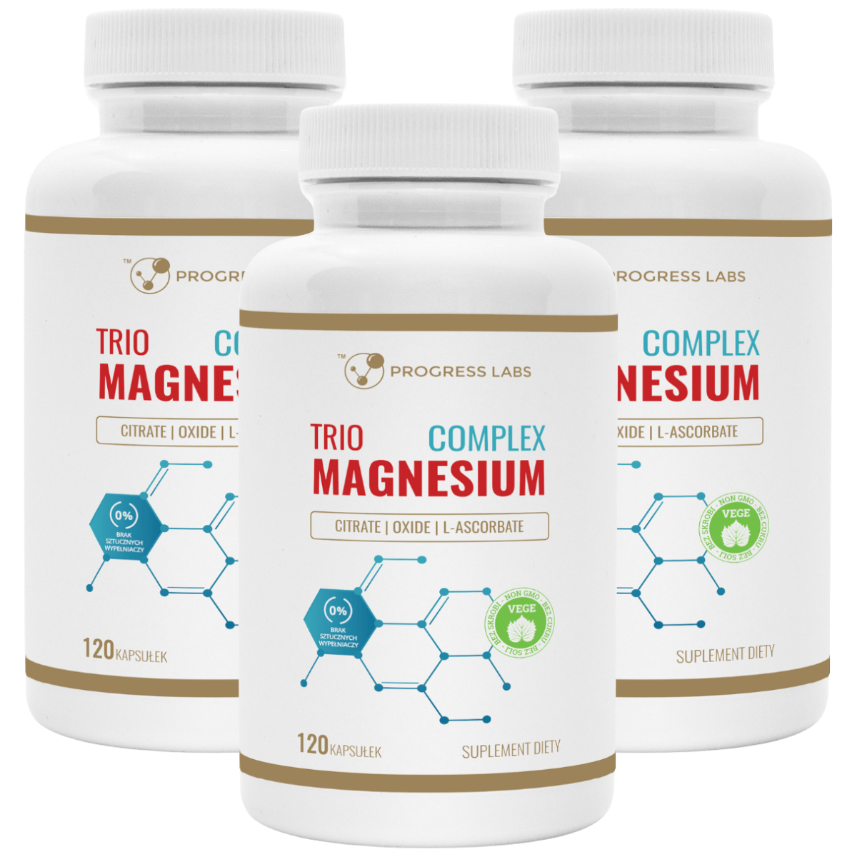Zestaw PROGRESS LABS TRIO Magnesium Magnez Complex 120 kapsułek 3x