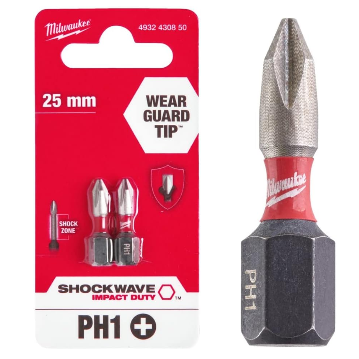 Milwaukee Shockwave Impact Duty bit udarowy PH1 25 mm 2 szt.