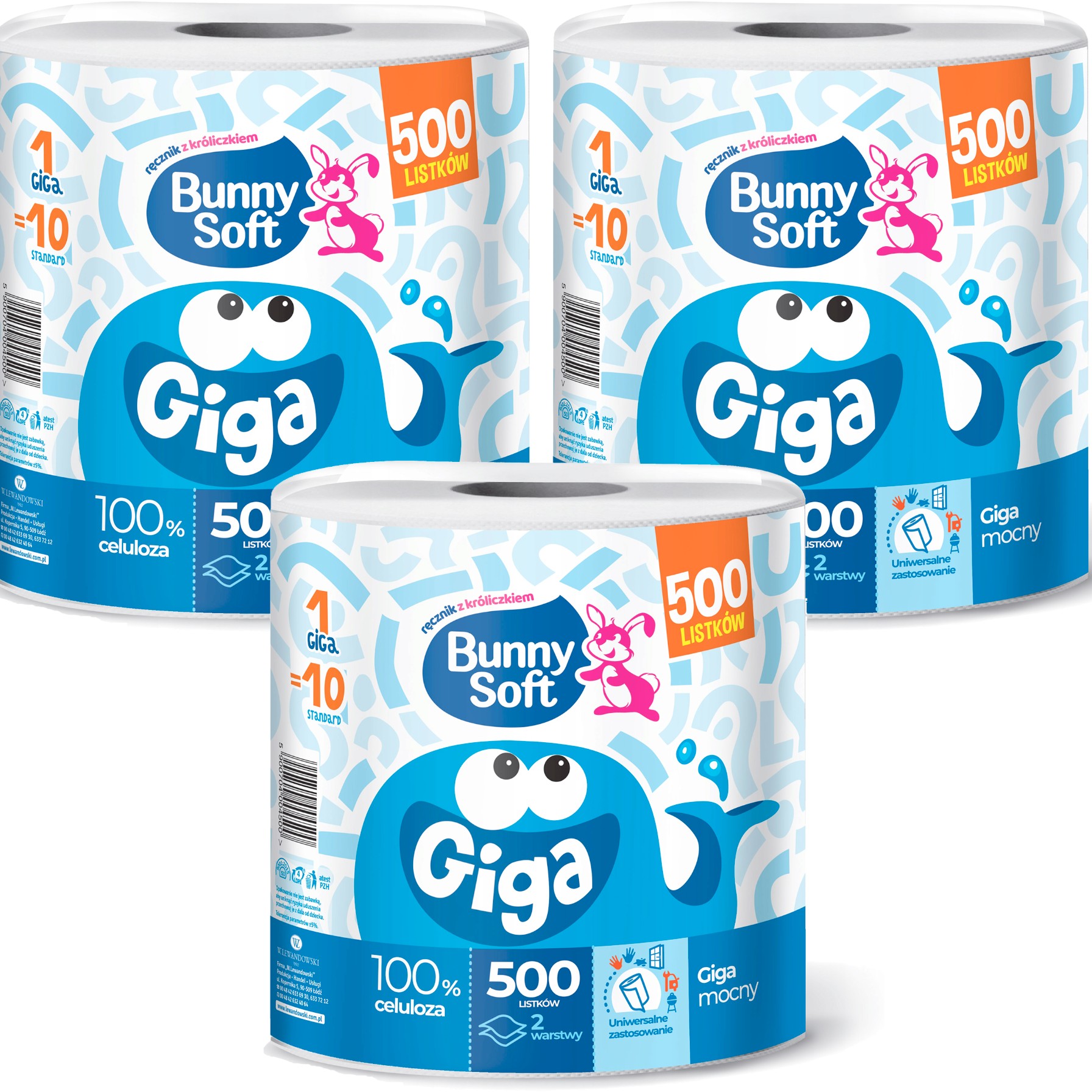 3 x Bunny Soft Ręcznik Papierowy Kuchenny GIGA 500 listków