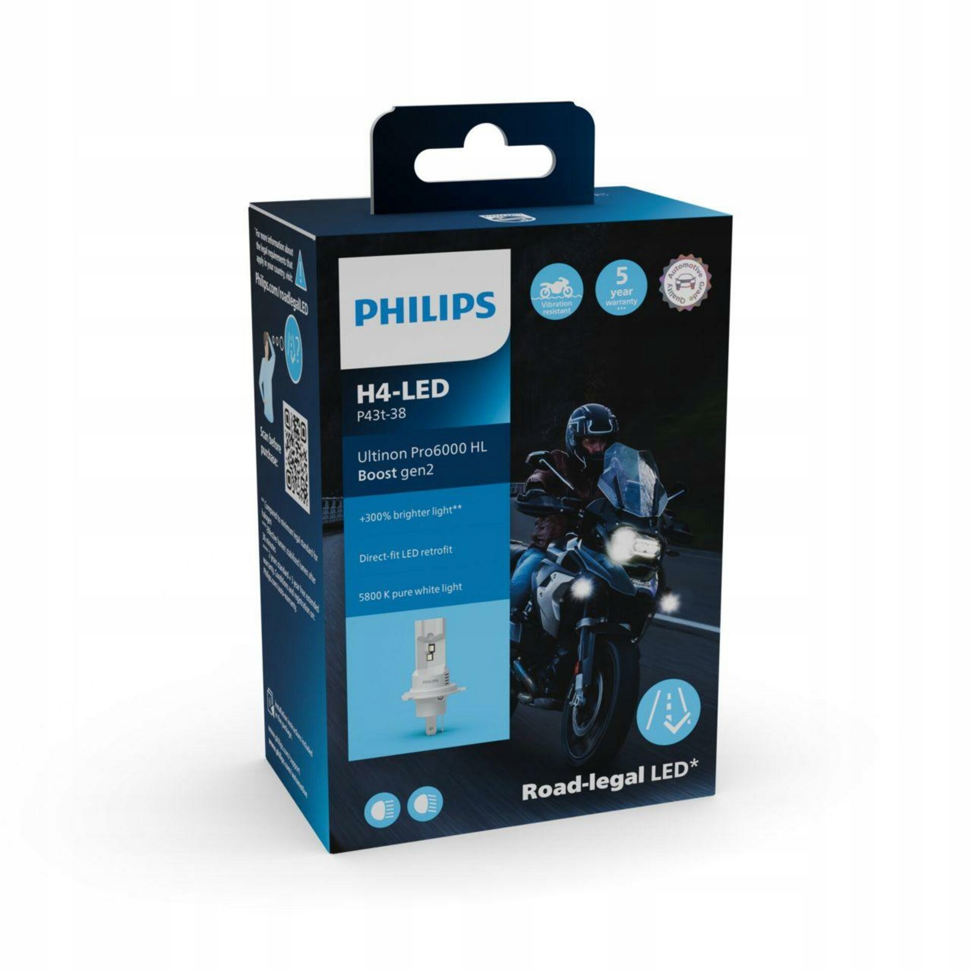 Philips Ultinon Pro6000 Boost żarówka LED H4 do motocykla 12 V