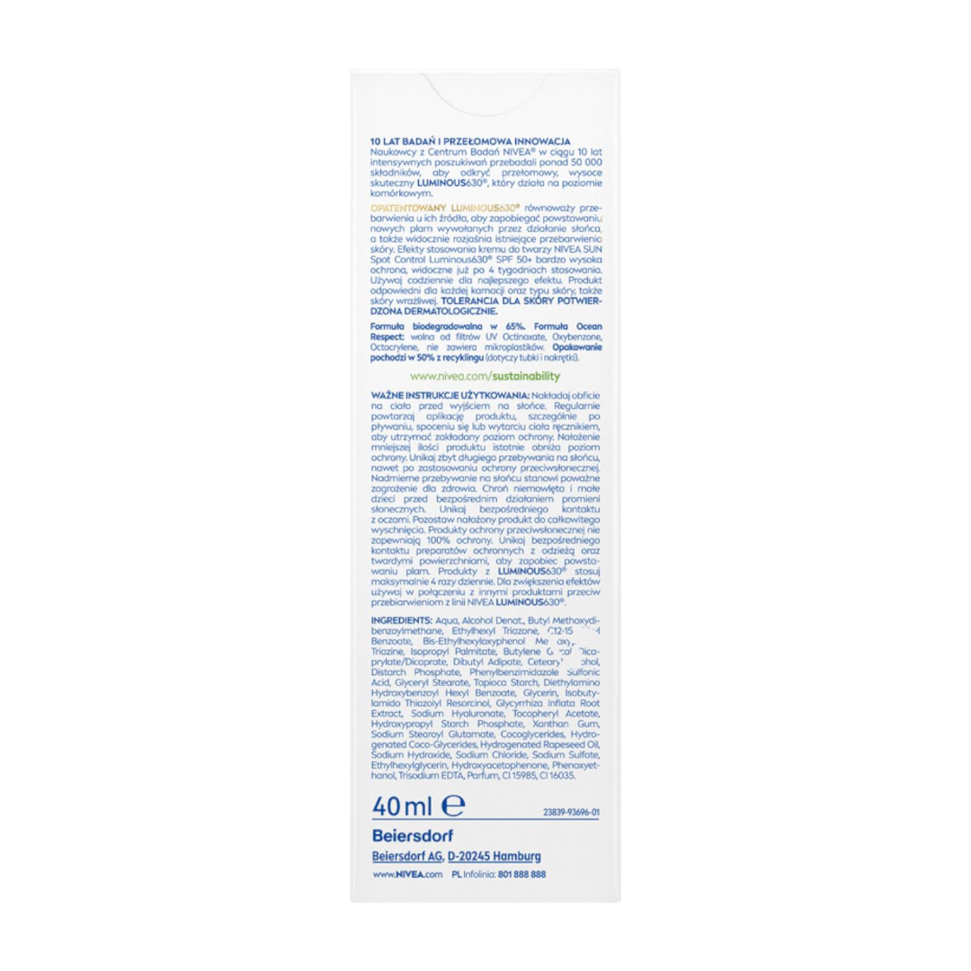 NIVEA SUN LUMINOUS 630 Dark Spot Control + Nawilżający balsam do opalania
