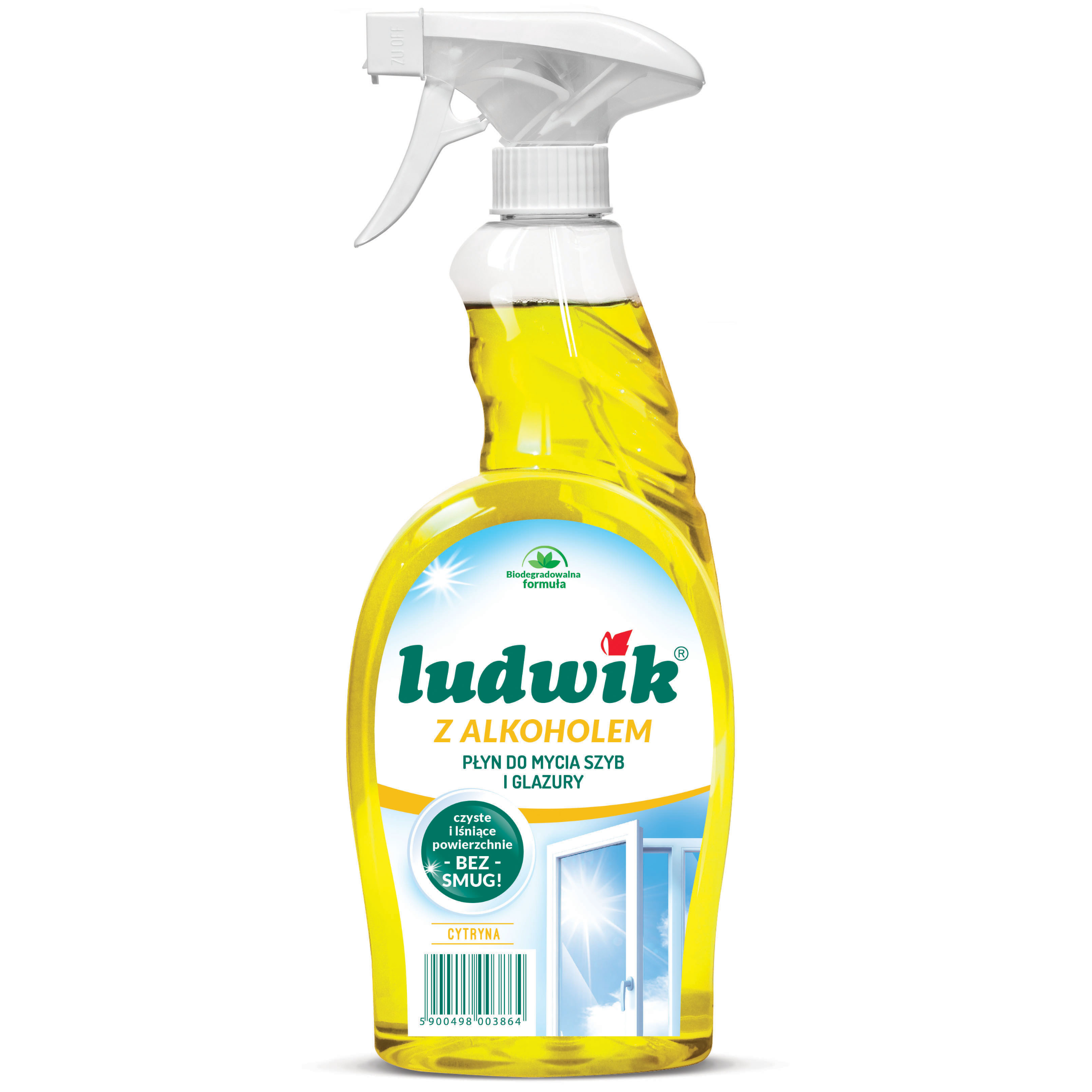 LUDWIK specjalista – preparaty do szyb i powierzchni szklanych Płyn do mycia szyb i glazury z alkoholem cytryna – spray 600 ml