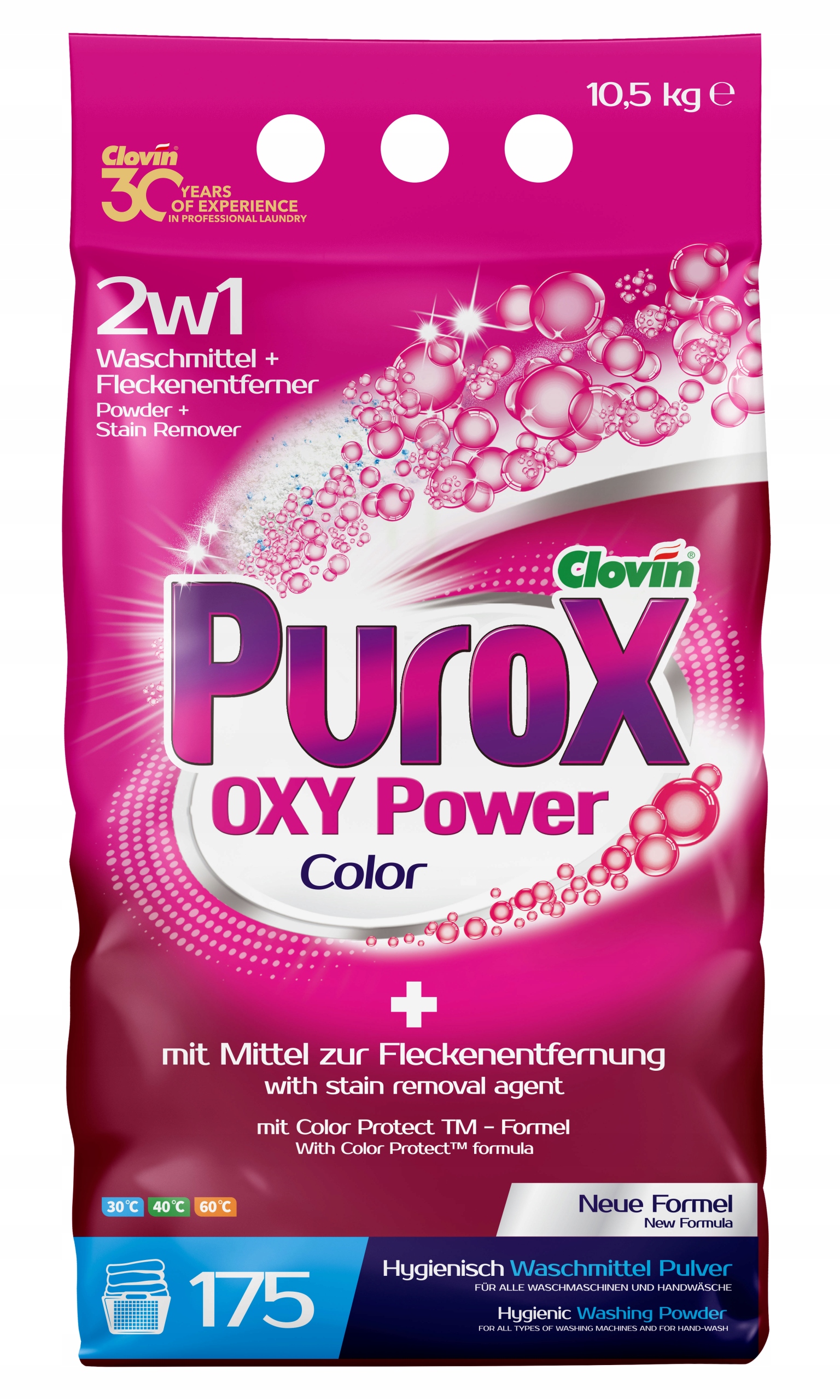 Proszek do prania Purox color 2w1 z odplamiaczem 10,5 kg EN,PL,DE,LT,LV,EE,SK,HU,UA,RO/MD
