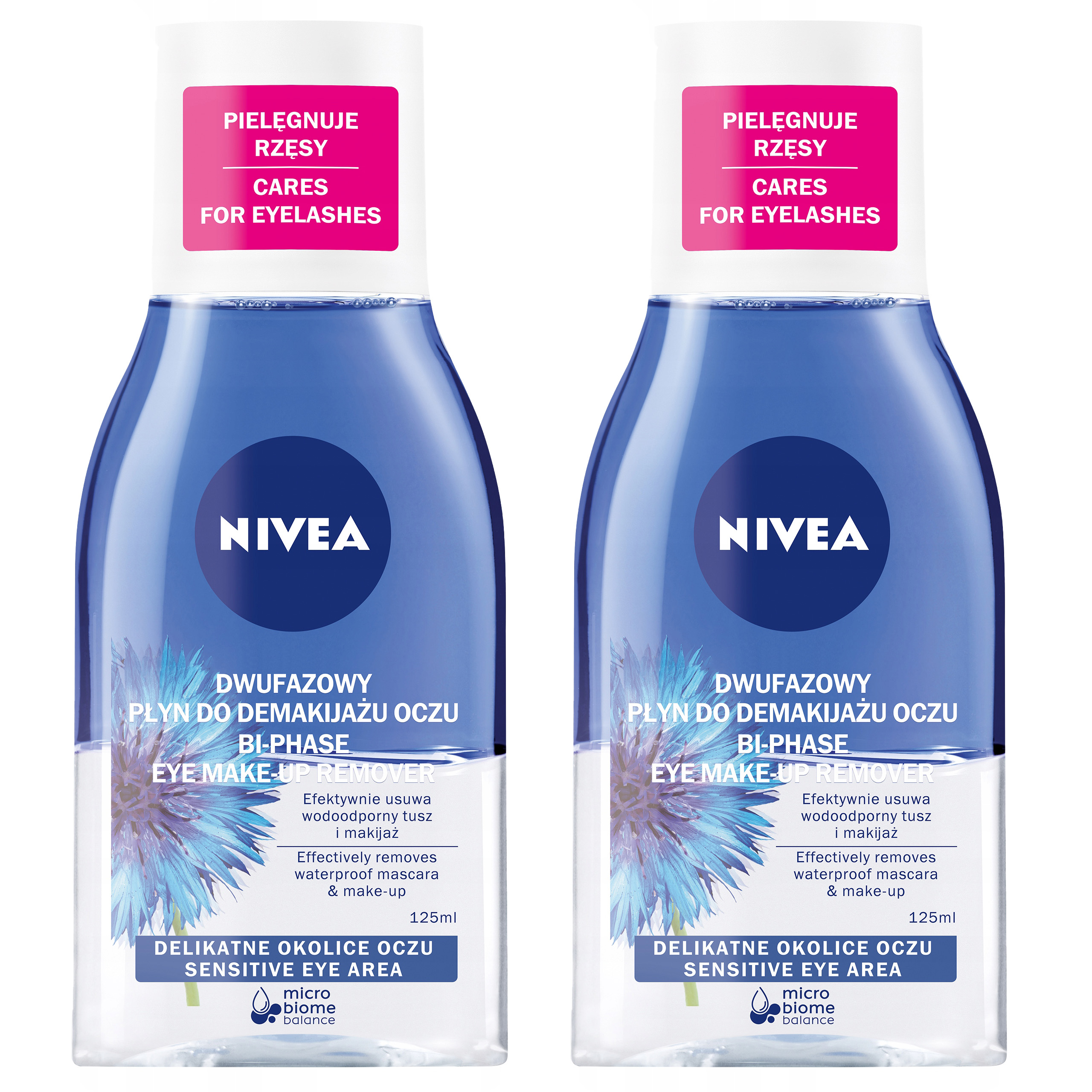 2 x NIVEA Dwufazowy Pielęgnujący Płyn do demakijażu oczu z bławatkiem 125ml