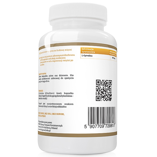 Zestaw Progress Labs L-cytrulina 500 mg 120 kapsułek przed treningiem, wydajność mięśni x3