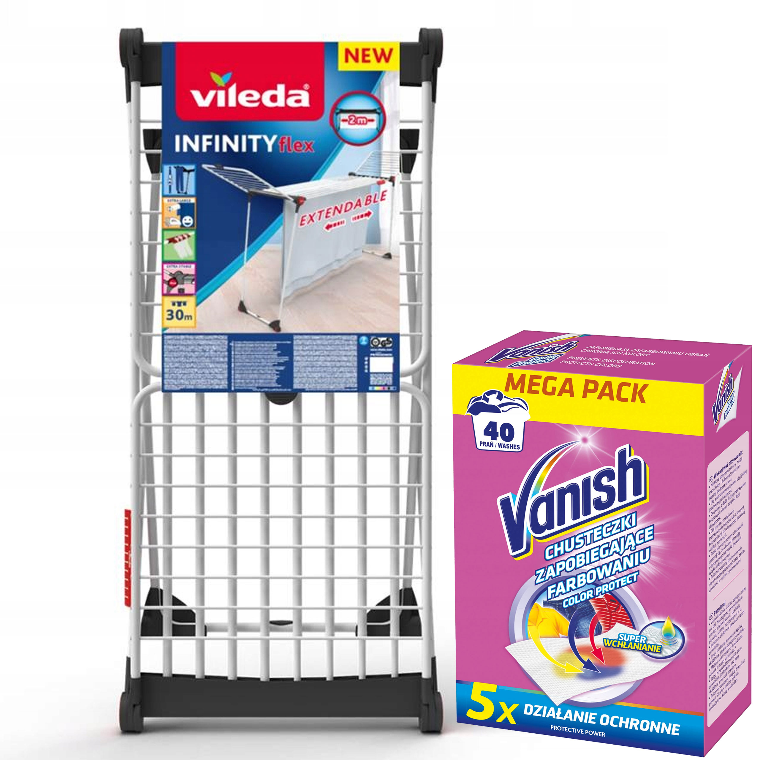 232419 Vileda Suszarka Infinity Flex + Vanish Chusteczki 061970