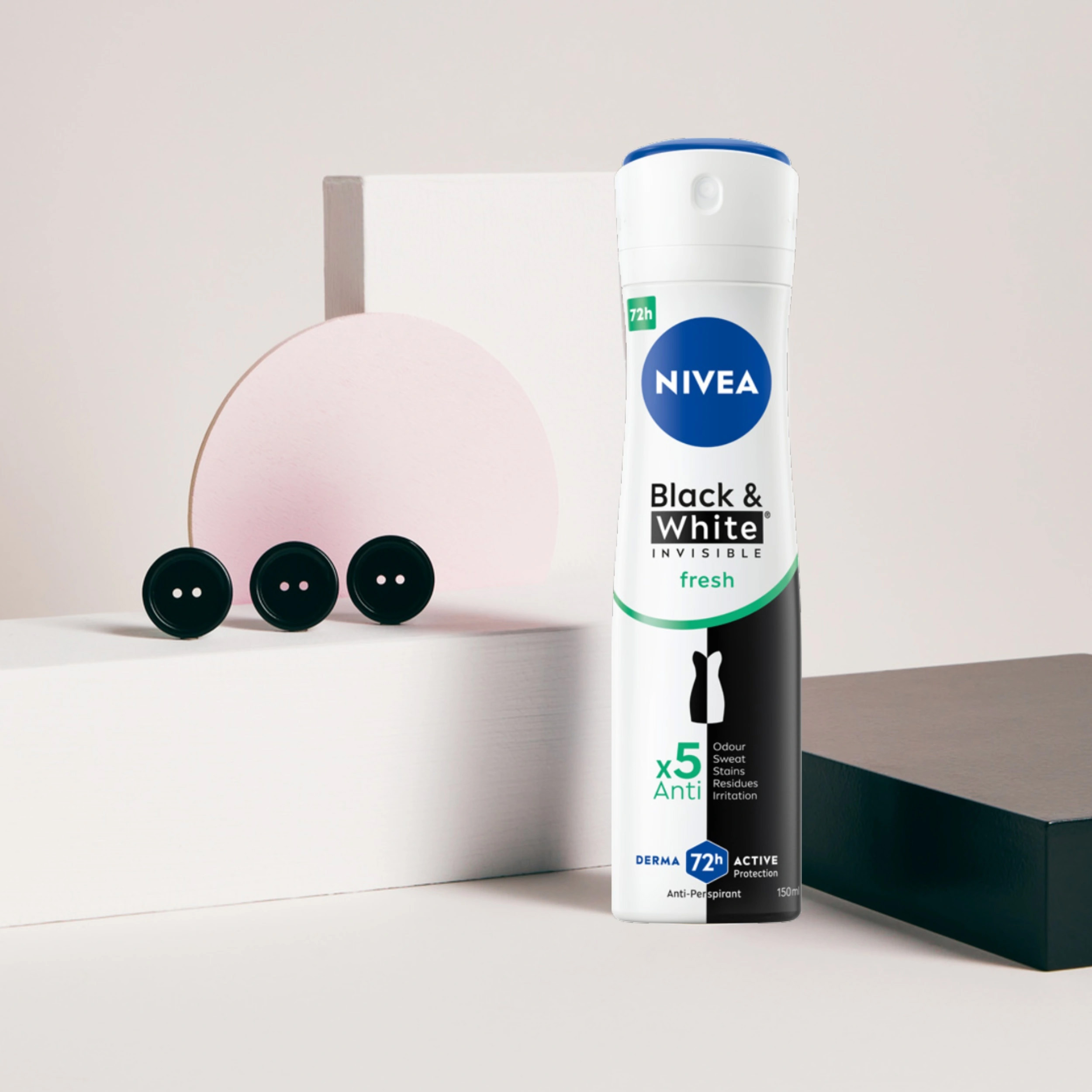 2 x Nivea BLACK&WHITE INVISIBLE ORIGINAL i FRESH ANTYPERSPIRANT SPRAY 150 ml