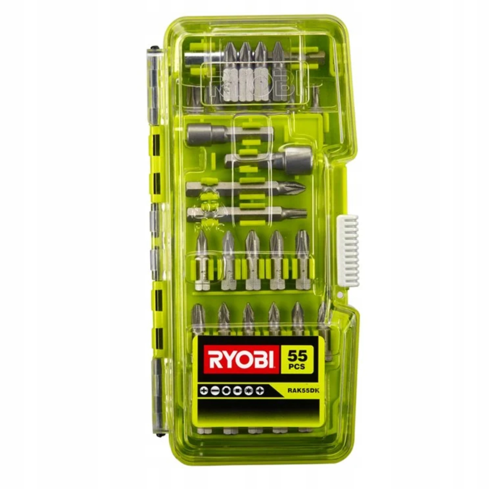 RYOBI Wiertarko-Wkrętarka R18DD5-0 + RYOBI Zestaw do wkręcania 55 sztuk