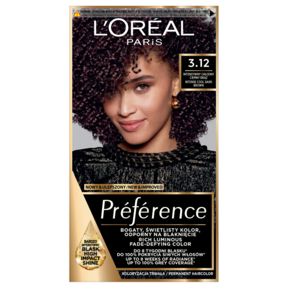 L’Oréal Preference Farba Do Włosów 3.12 Intensywny Chłodny Ciemny Brąz