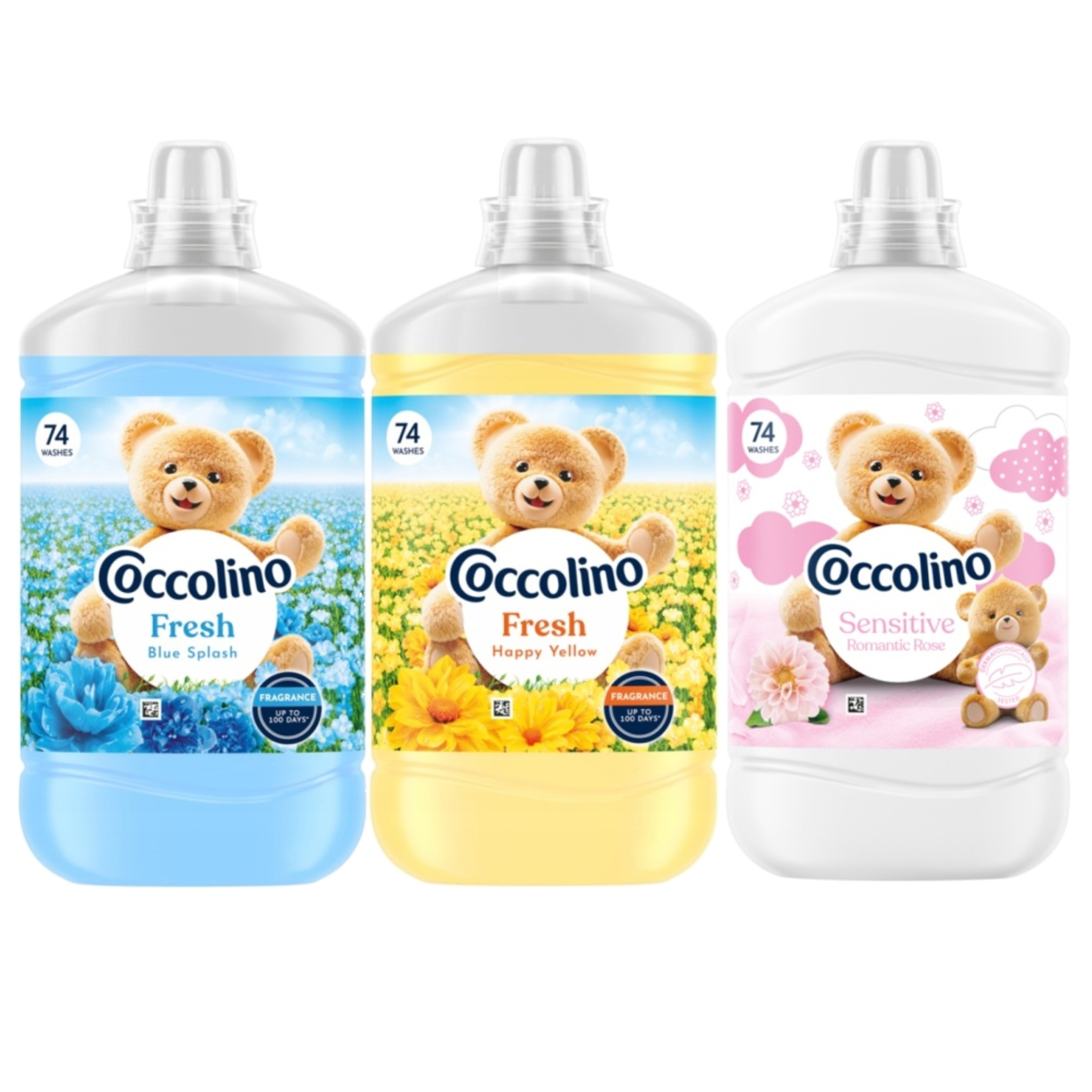 930621 Coccolino Fresh Blue Splash 1702ml + 930690 Coccolino Sensitive Romantic Rose 1702ml + 930638 Coccolino Fresh Happy Yellow 1702ml