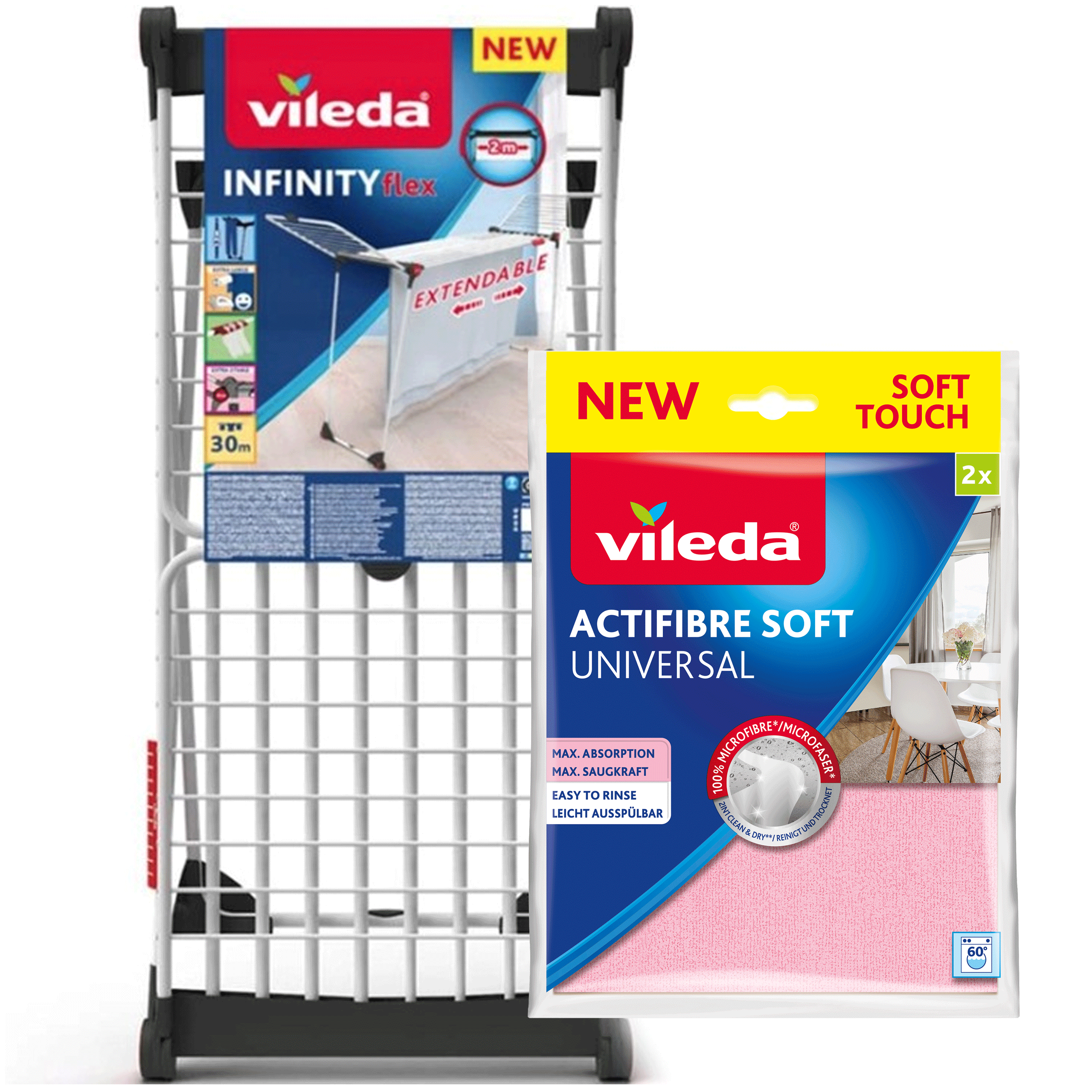 232419 Vileda Suszarka Infinity Flex + Actifibre Soft x2