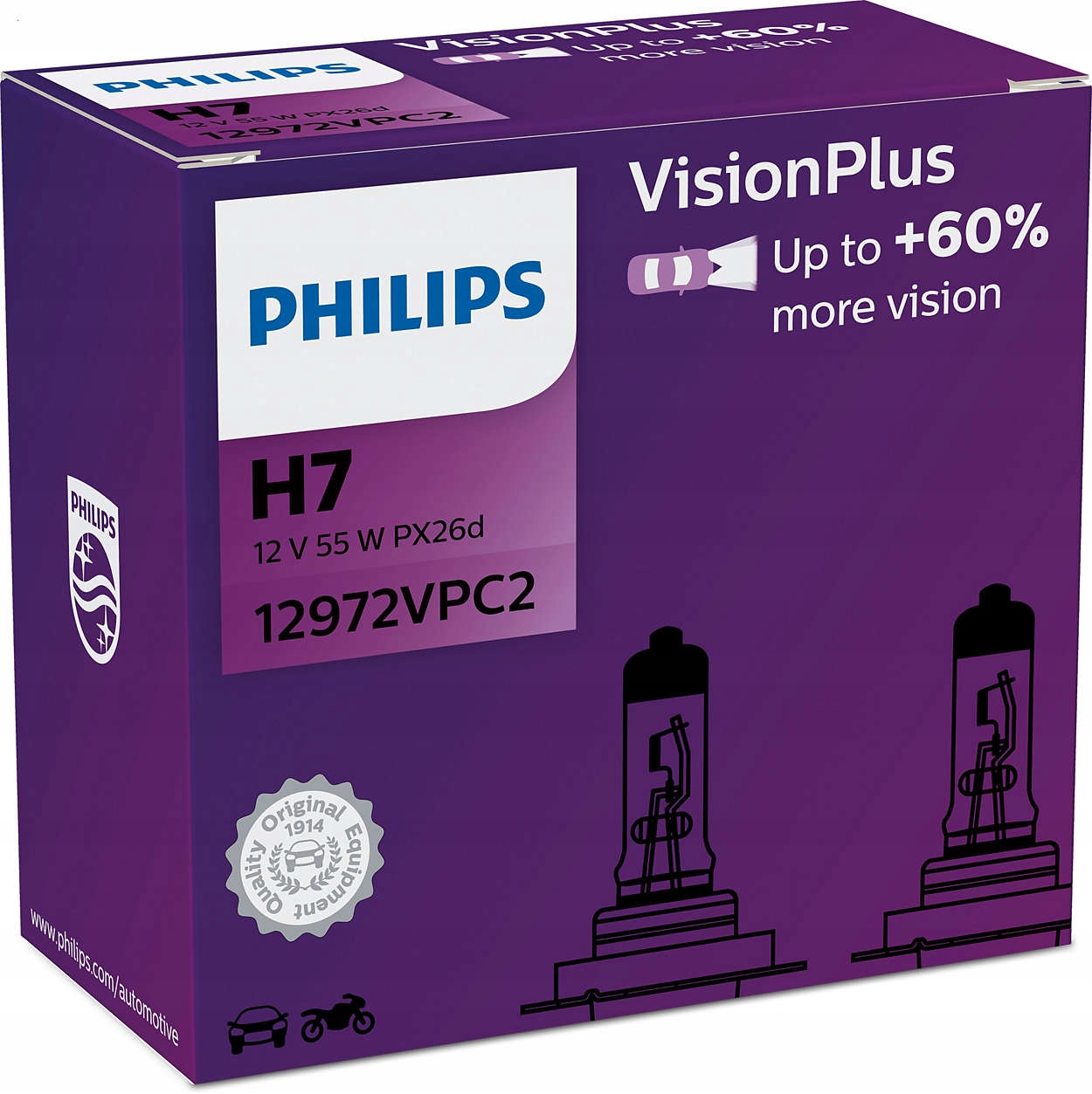 Philips VisionPlus żarówki samochodowe H7 12 V 55 W 2 szt.