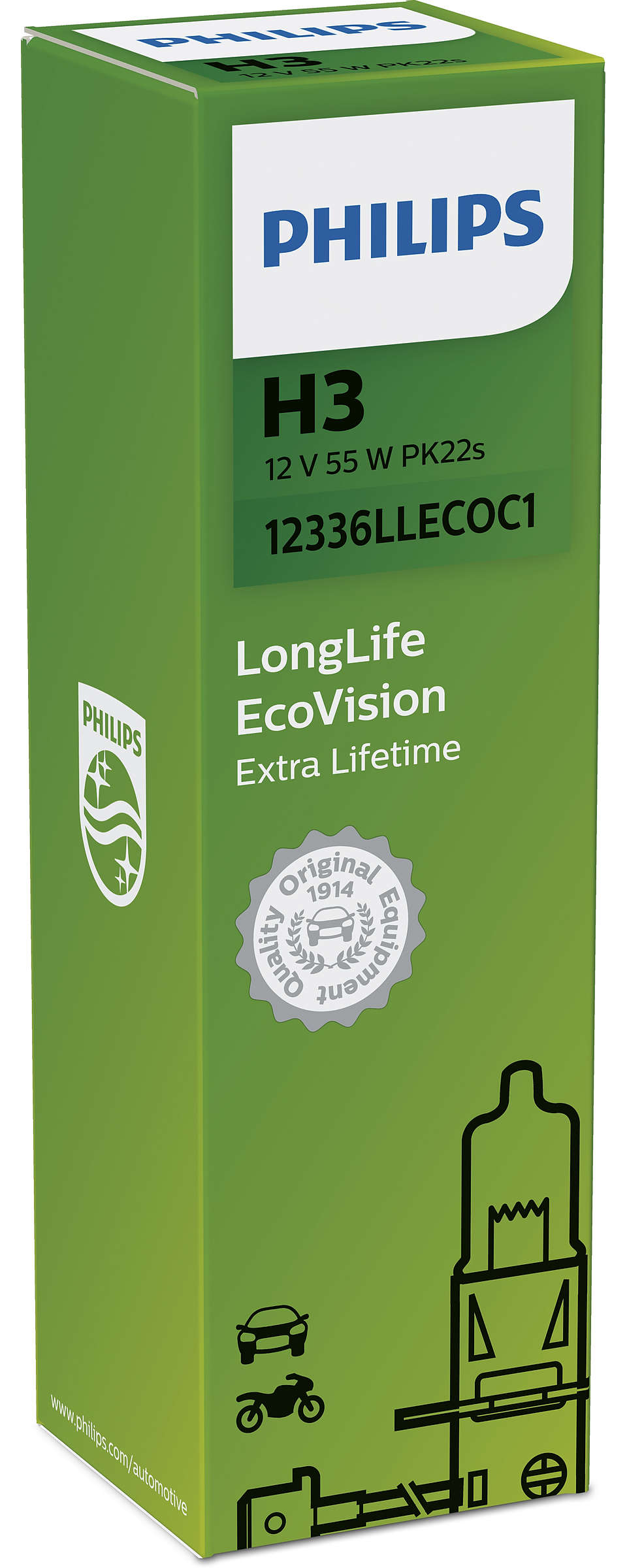 Philips LongLife EcoVision żarówka samochodowa H3 12 V