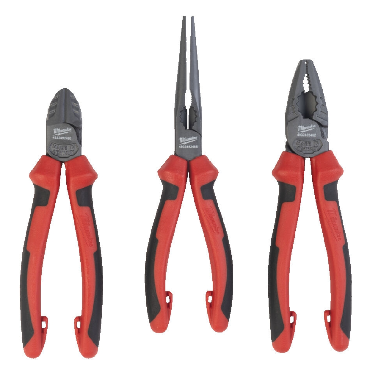 Milwaukee zestaw szczypiec: uniwersalne 180, półokrągłe 205, boczne 160 mm