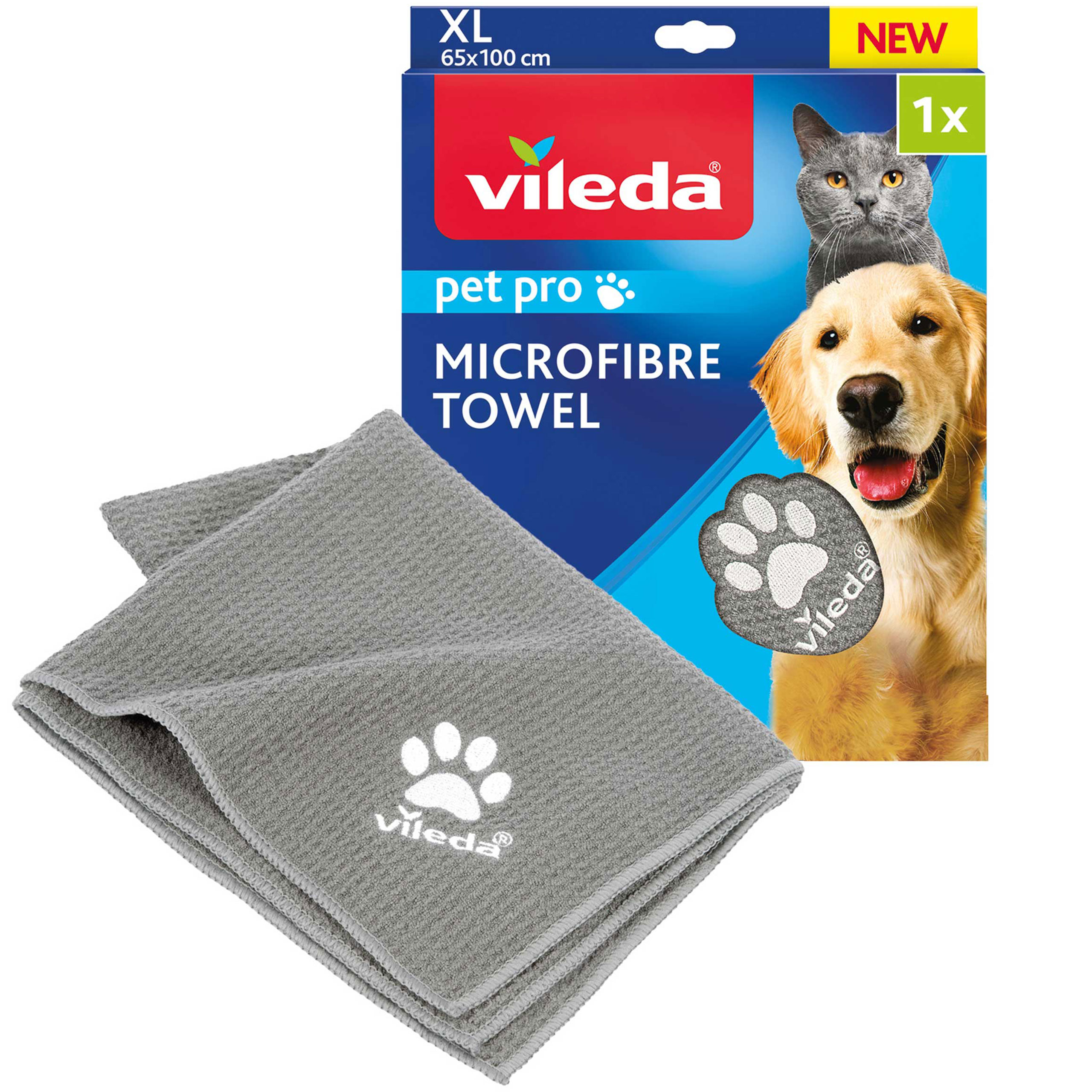 Vileda Zestaw Pet Pro Ręcznik XL Szczotka Always Clean Szczotka Elektrostatyczna