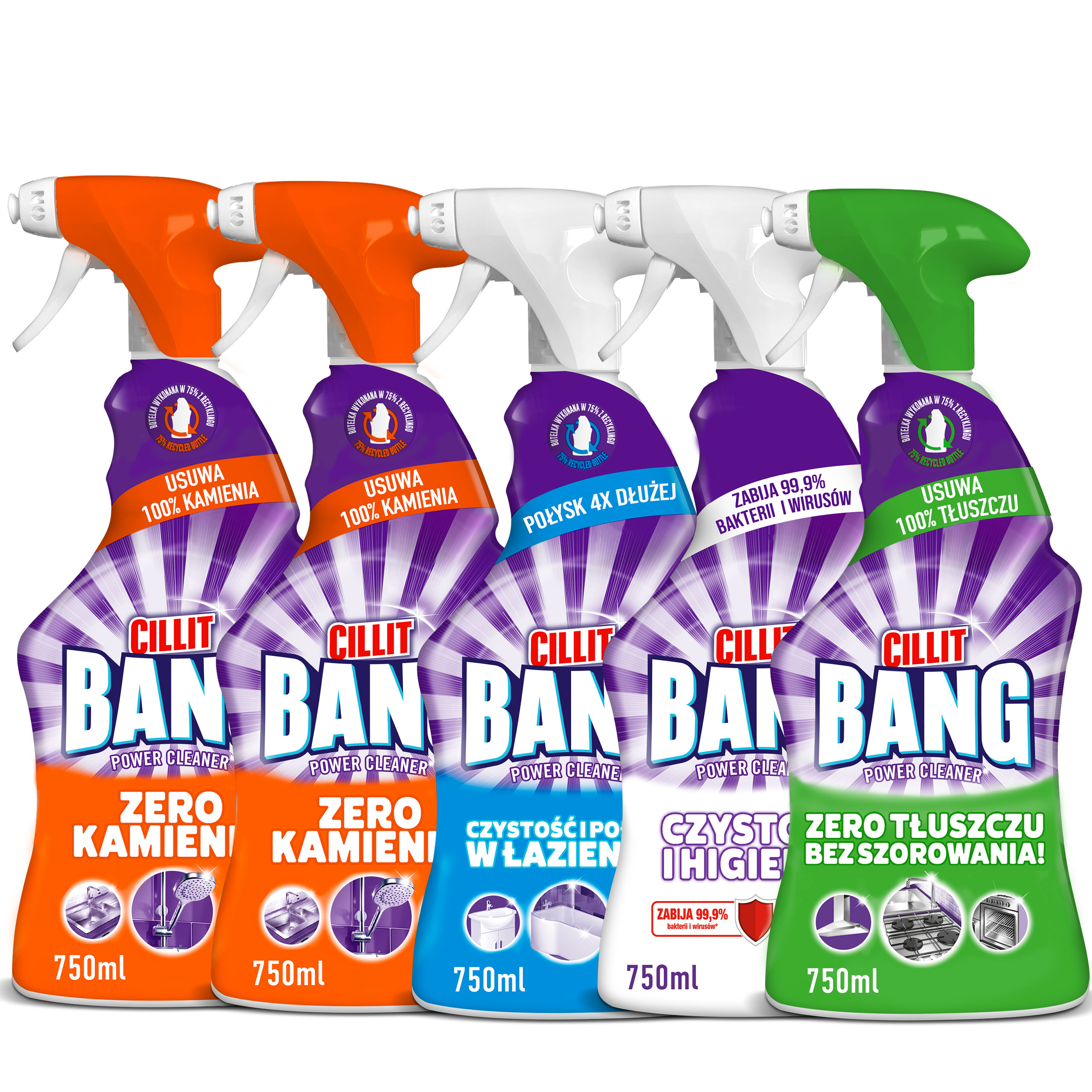 Cillit Bang 2 × Zero Kamienia, Zero Tłuszczu, Czystość i Higiena, Łazienka 5 × 750 ml