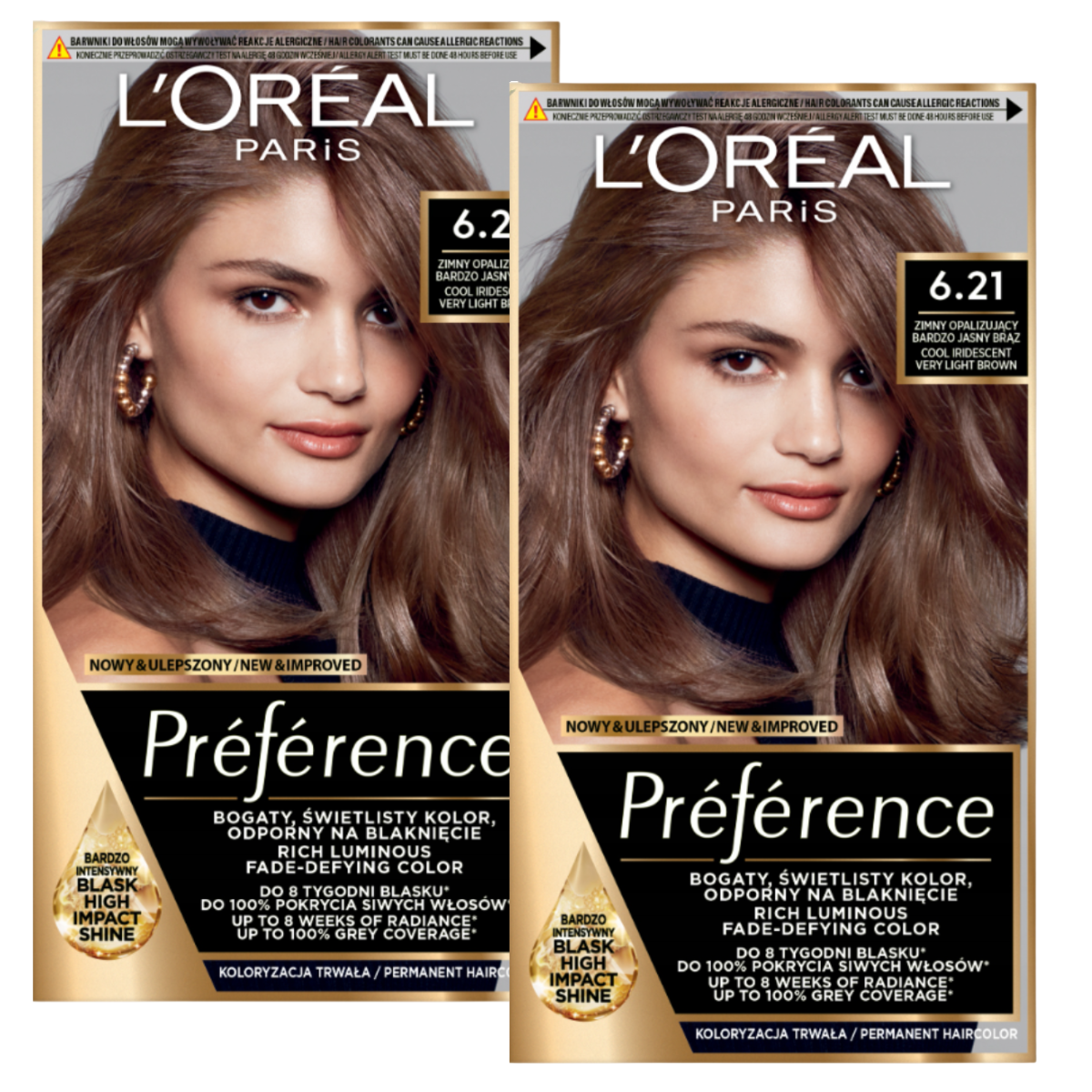 L’Oréal Preference Farba Do Włosów 6.21 Zurich Zimny Bardzo Jasny Brąz 2szt.