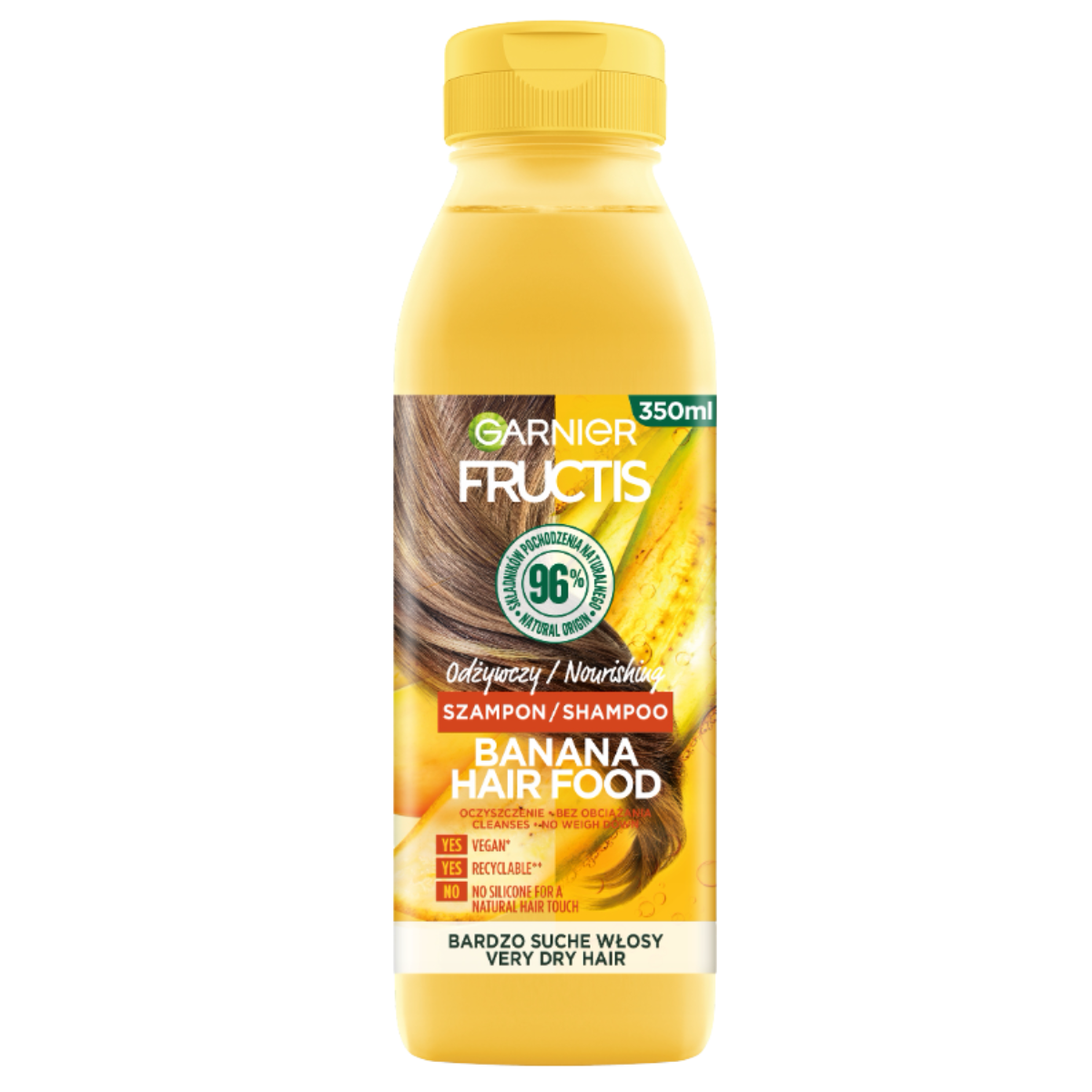Garnier Fructis Banana Cacao Hair Food Odżywczy Szampon Do Włosów Suchych 2x350ml