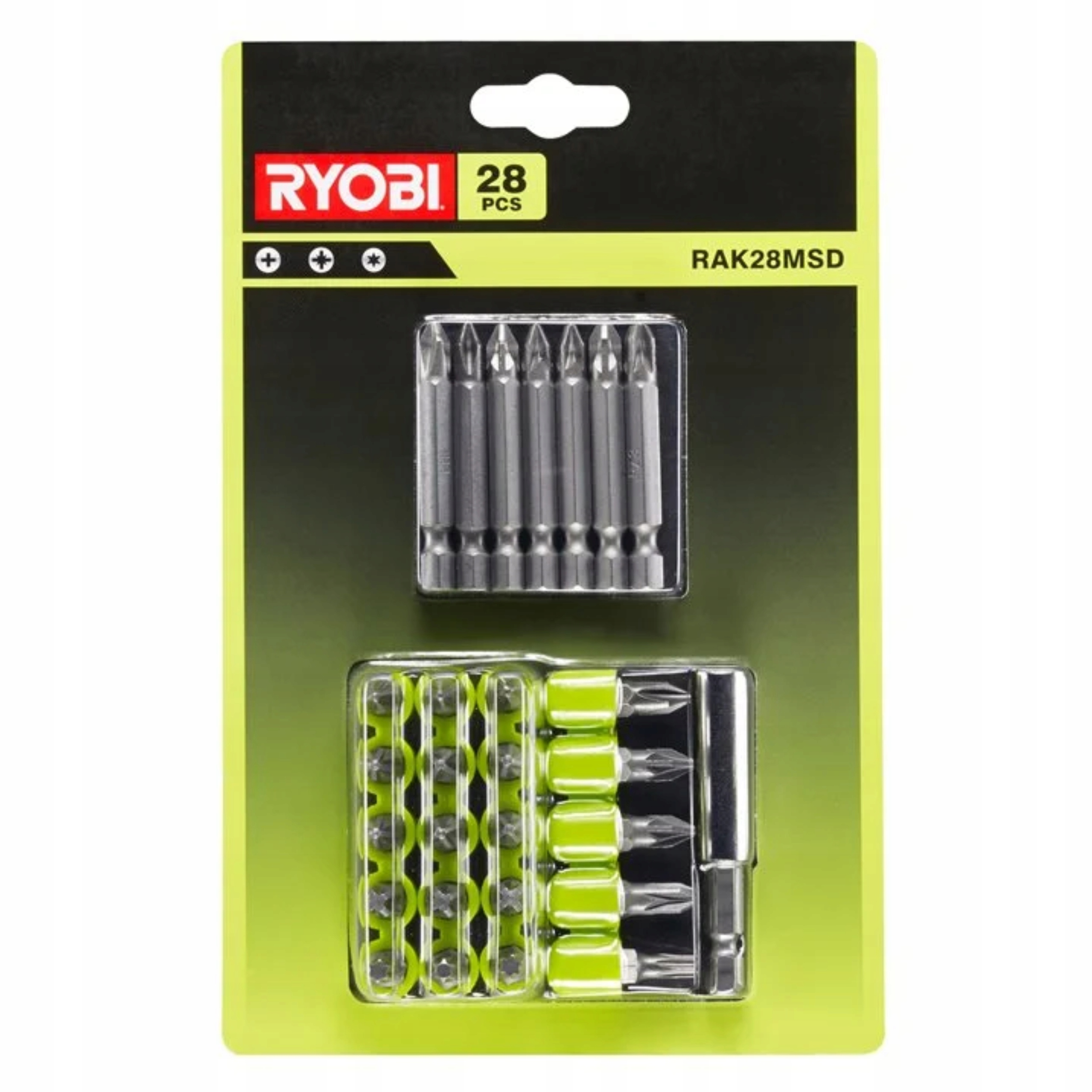 RYOBI Wiertarko-Wkrętarka Udarowa 2×2.0Ah ŁADOWARKA + Zestaw bitów 28 szt