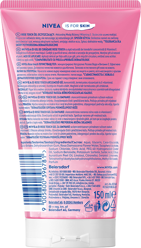 NIVEA Rose Touch Żel oczyszczający do mycia twarzy z wodą różaną 150 ml