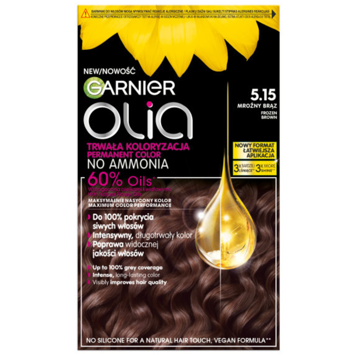 Garnier Olia Trwała Koloryzacja Farba Do Włosów 5.15 Kolor Mroźny Brąz