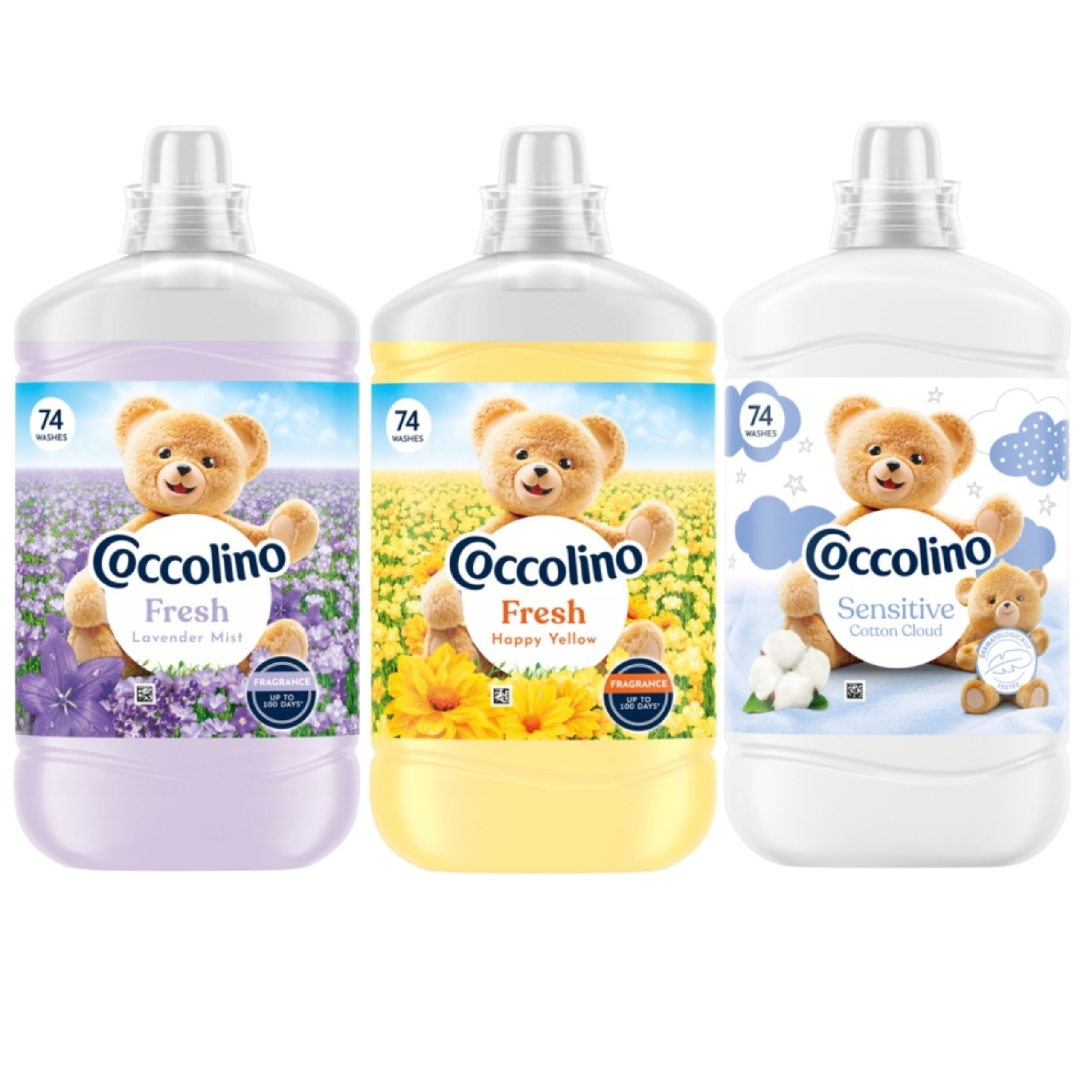 Coccolino Sensitive Cotton Cloud 1702ml + 930645 Coccolino Fresh Lavender 1702ml + 930638 Coccolino Fresh Happy Yellow 1702ml