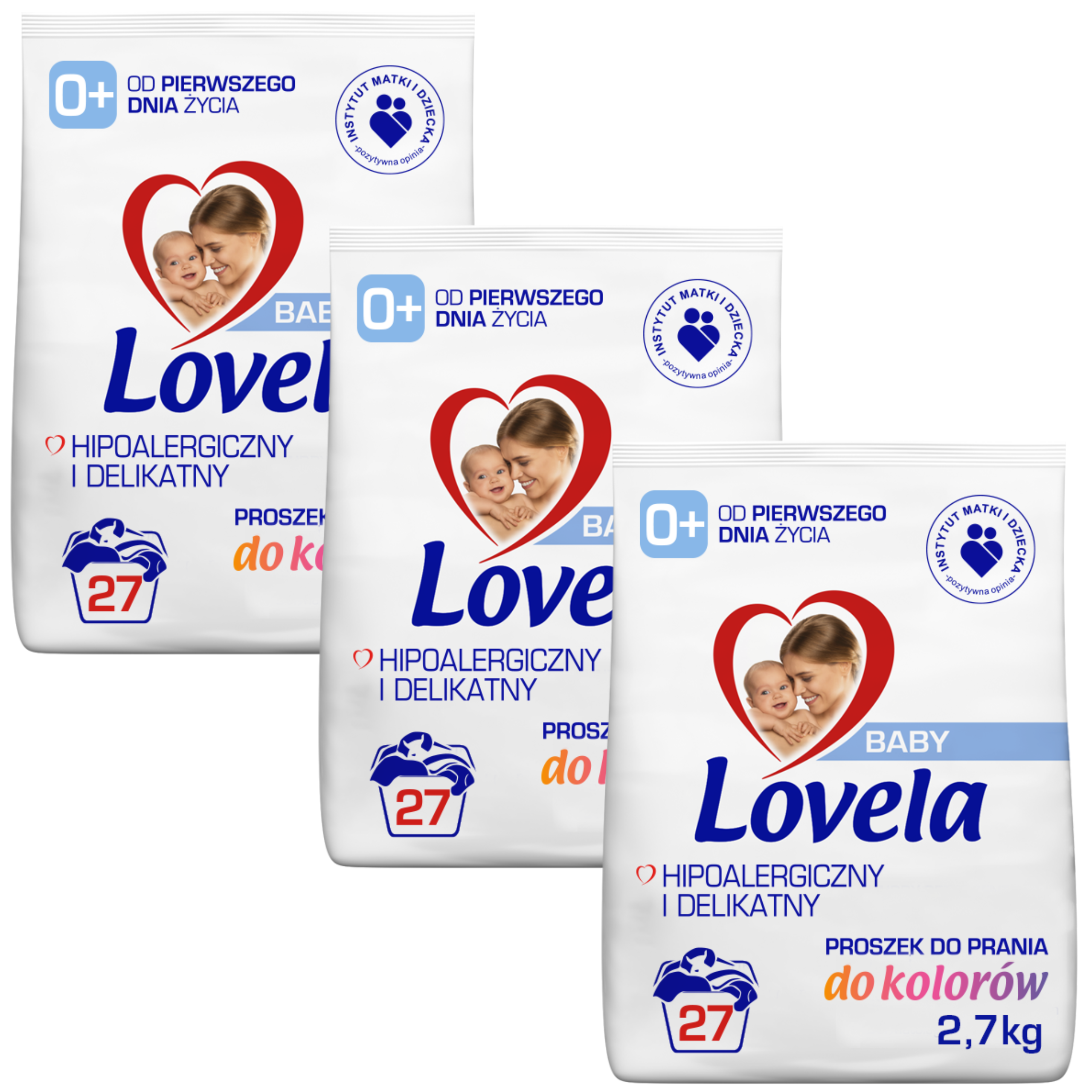 Lovela Baby Zestaw Hipoalergiczny Proszek do Prania Kolorów Koloru 3×2.7kg
