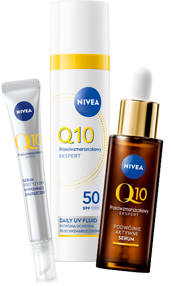 NIVEA Q10 Przeciwzmarszczkowy EKSPERT Serum + Wypełniacz + UV Fluid SPF 50