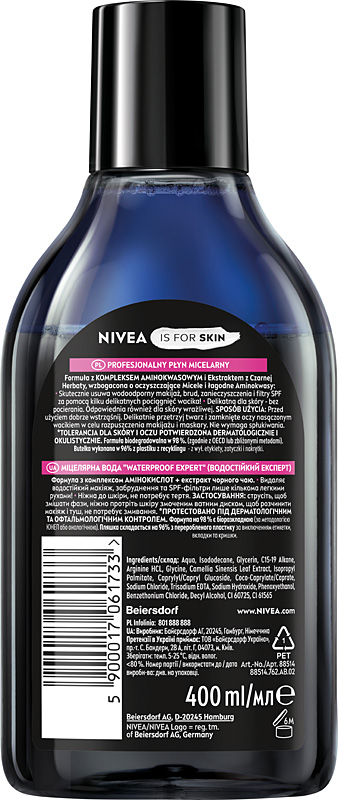 NIVEA Profesjonalny dwufazowy płyn micelarny makijaż wodoodporny 400 ml
