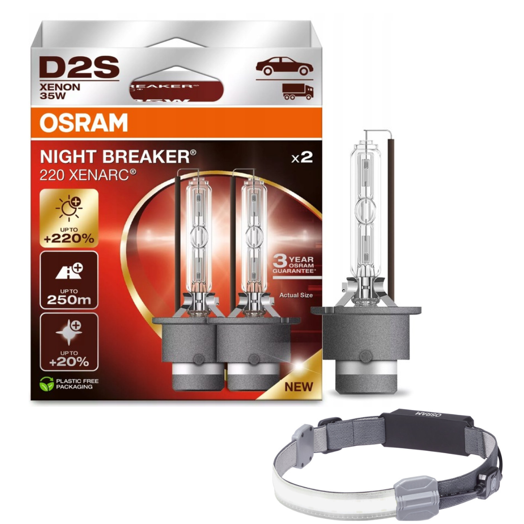 Osram Ksenon Night Breaker Xenarc D2S 220% + Latarka Czołowa LEDinspect LEDIL414