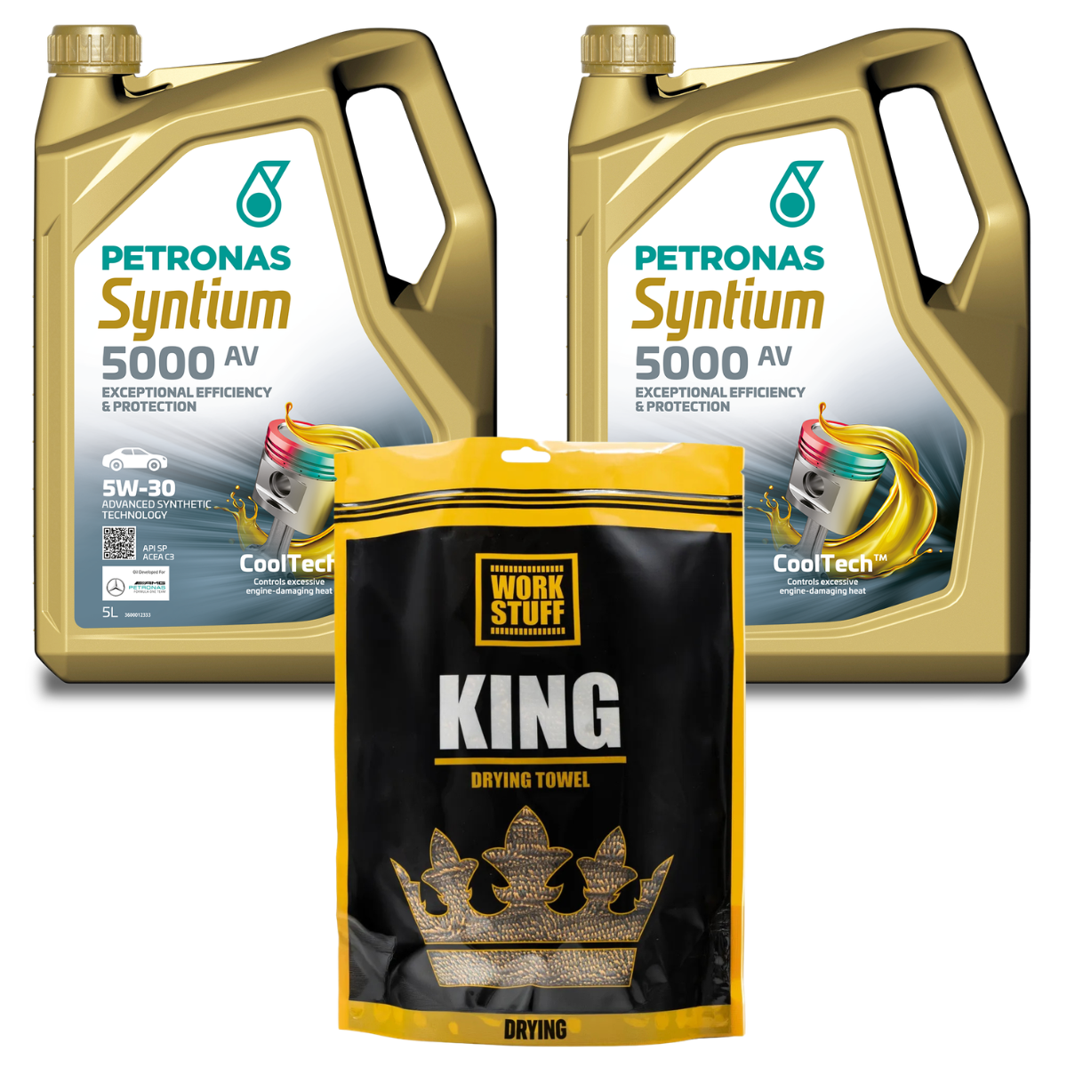 2x 023641 PETRONAS SYNTIUM 5000 AV 5W-30 SN 5L + 380059 KING STUFF Ręcznik