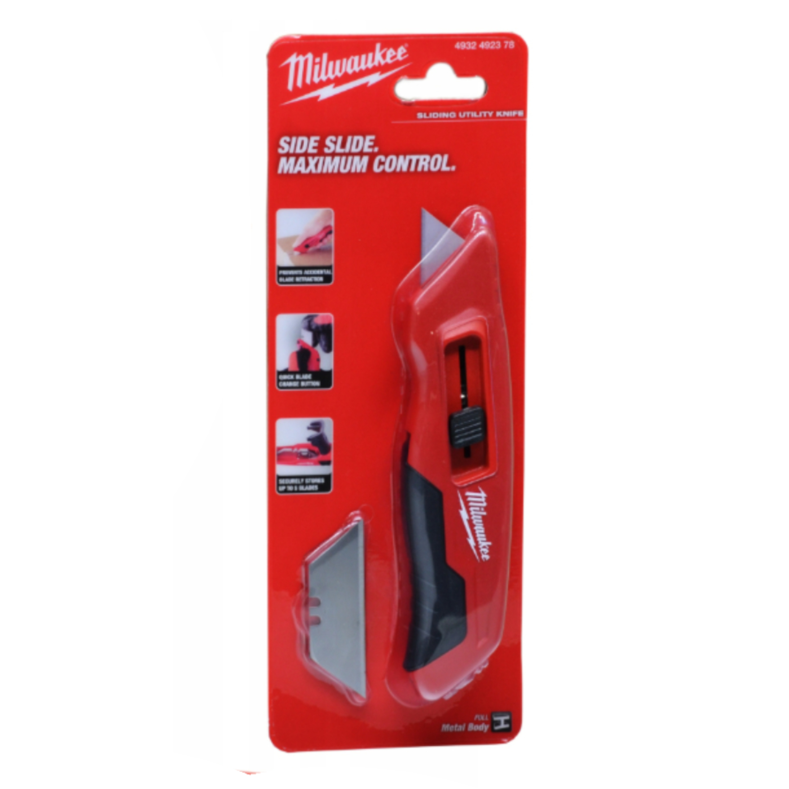 Milwaukee Heavy Duty nóż wysuwany z ostrzem trapezowym i gumową wstawką gen.3