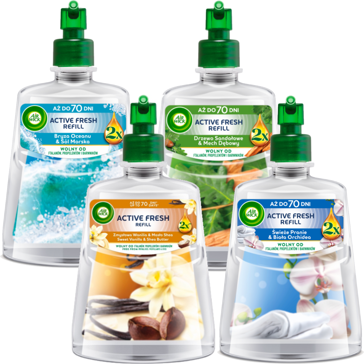 AIR WICK ACTIVE FRESH MIX ZESTAW WKŁADY DO ODŚWIEŻACZA POWIETRZA 4X 228 ML