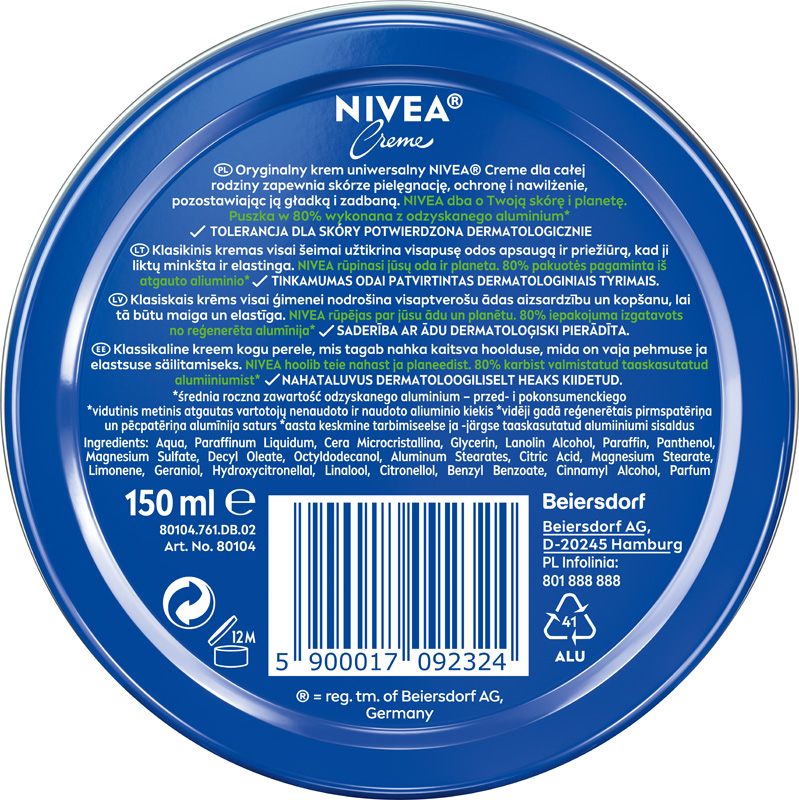 NIVEA CREME Krem nawilżający do ciała twarzy 150ml