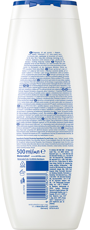 NIVEA Creme Soft Kremowy Żel pod prysznic z olejkiem migdałowym, 500ml