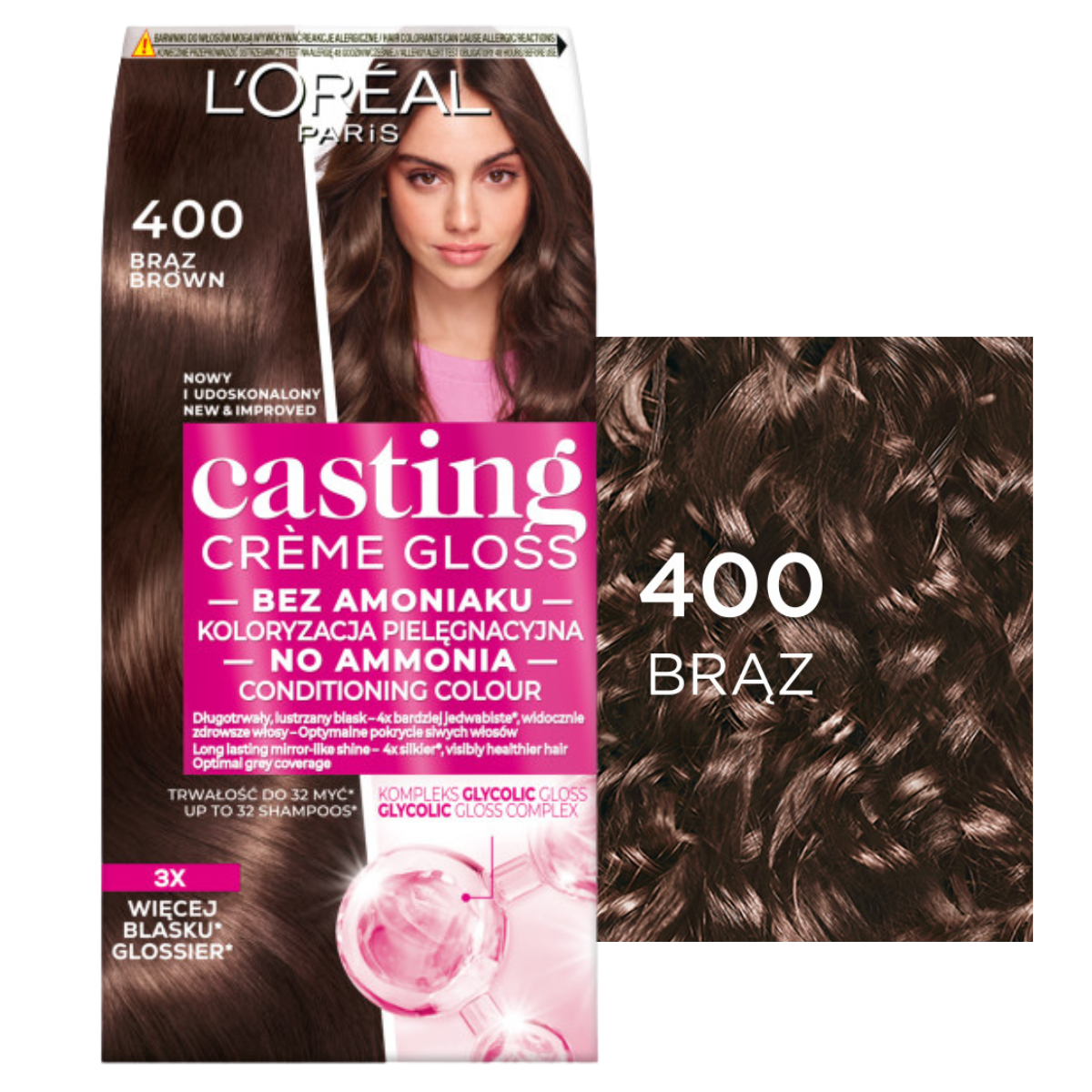 L’Oréal Paris Casting Crème Gloss Farba Do Włosów Bez Amoniaku 400 Brąz