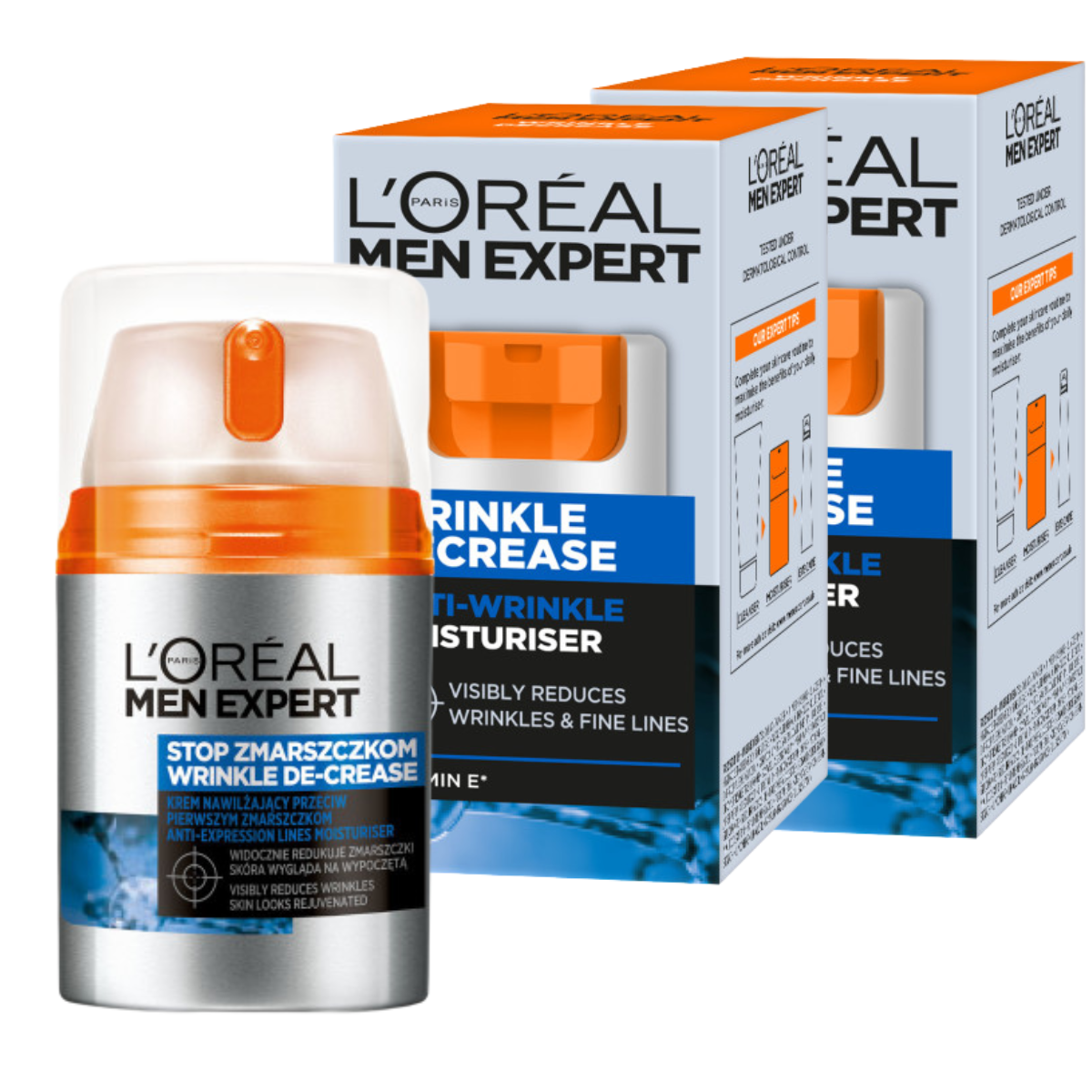 L’Oréal Men Expert Wrinkle De-Crease Nawilżający Krem Na Zmarszczki 2x50ml