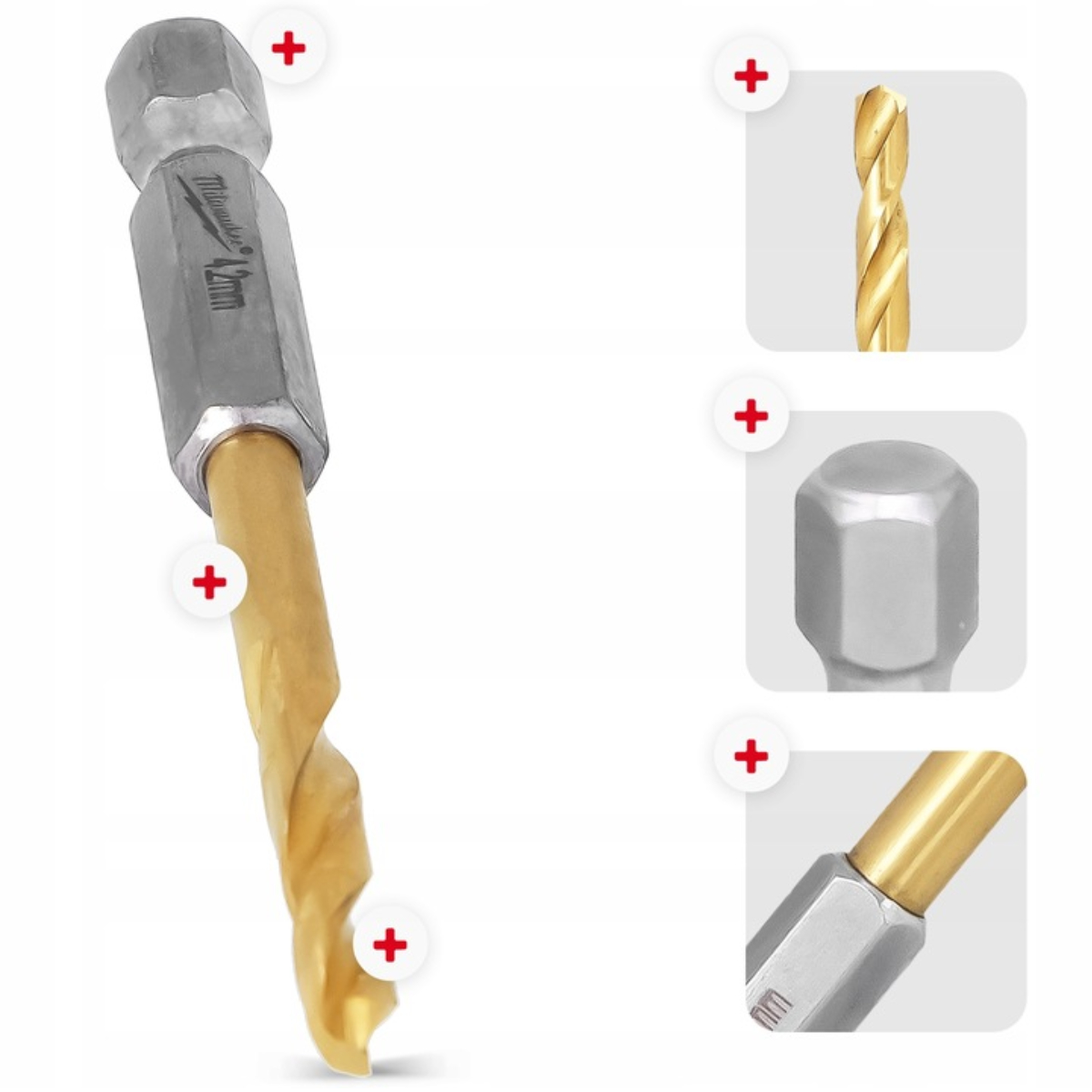 Milwaukee Shockwave wiertło udarowe do metalu HSS-G TiN Red Hex 4,2 mm