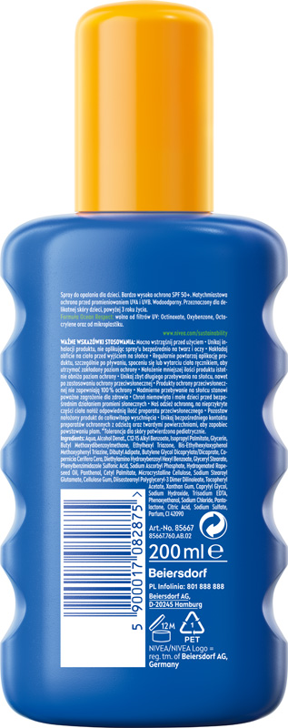 NIVEA SUN KIDS Nawilżający spray ochronny na słońce dla dzieci SPF 50 200 ml