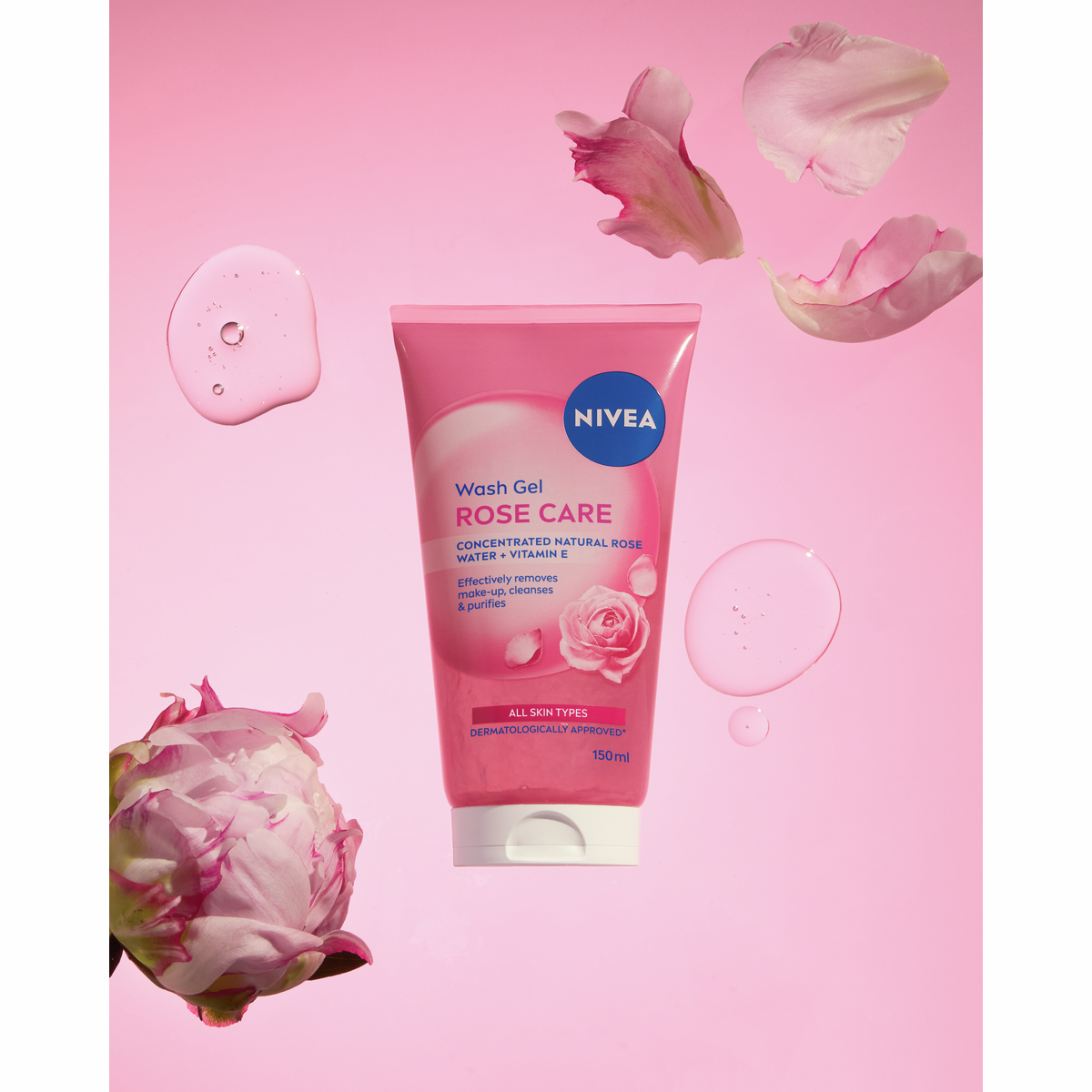NIVEA Rose Touch Żel oczyszczający do mycia twarzy z wodą różaną 150 ml