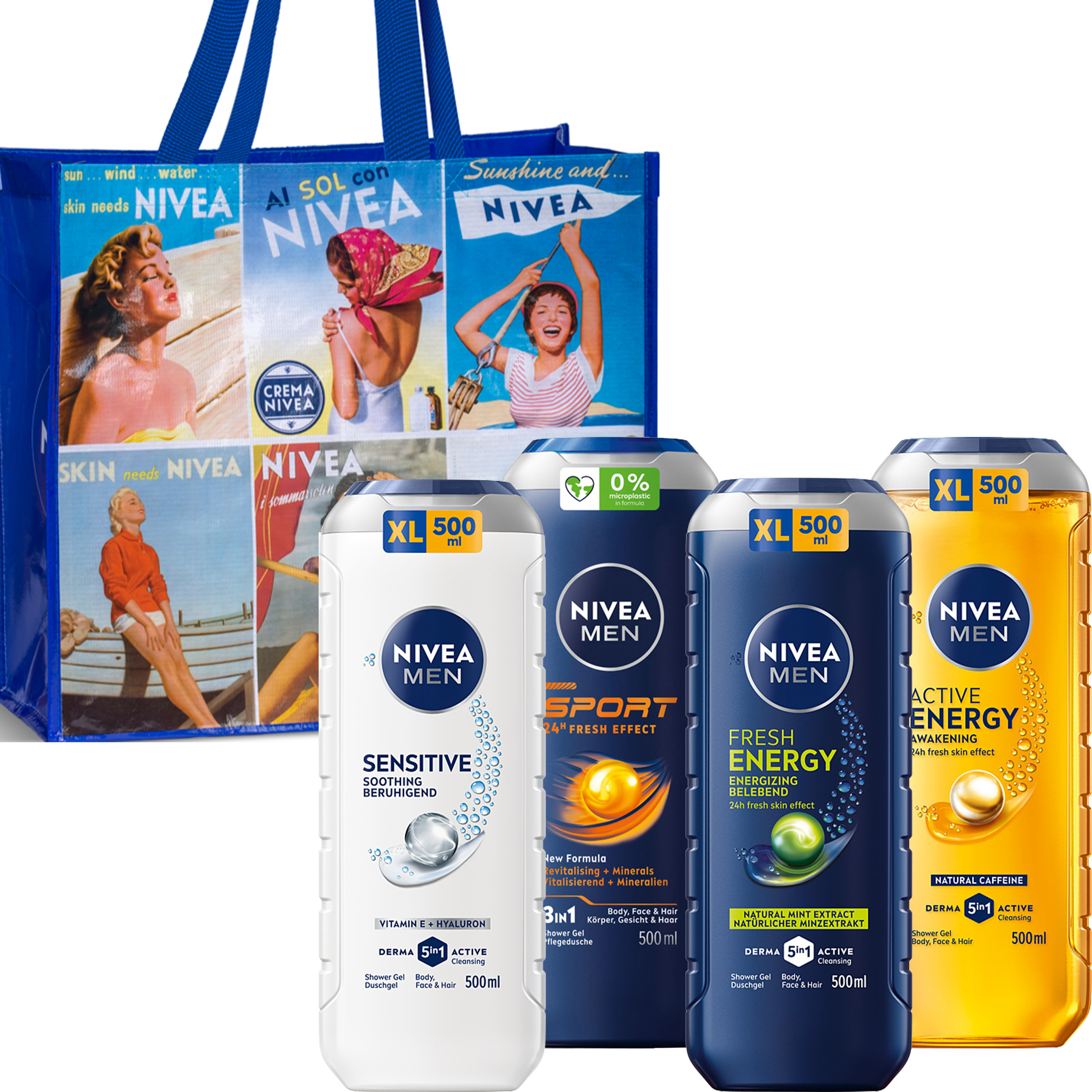 4 x NIVEA MEN żel pod prysznic męski zestaw MIX 500 ml