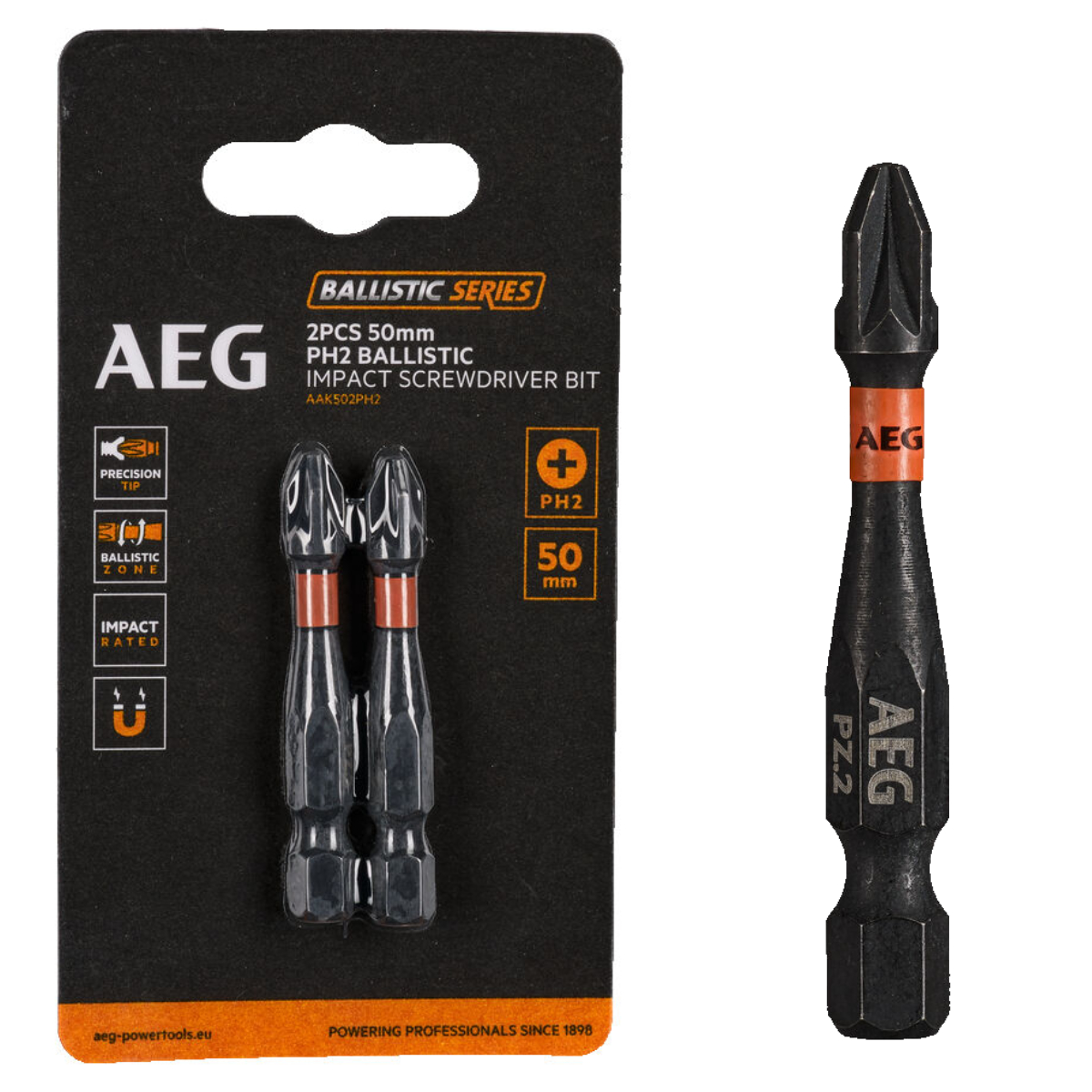 Wzmacniane Bity AEG Ballistic 50 mm 2szt. PH2 AAK502PH2