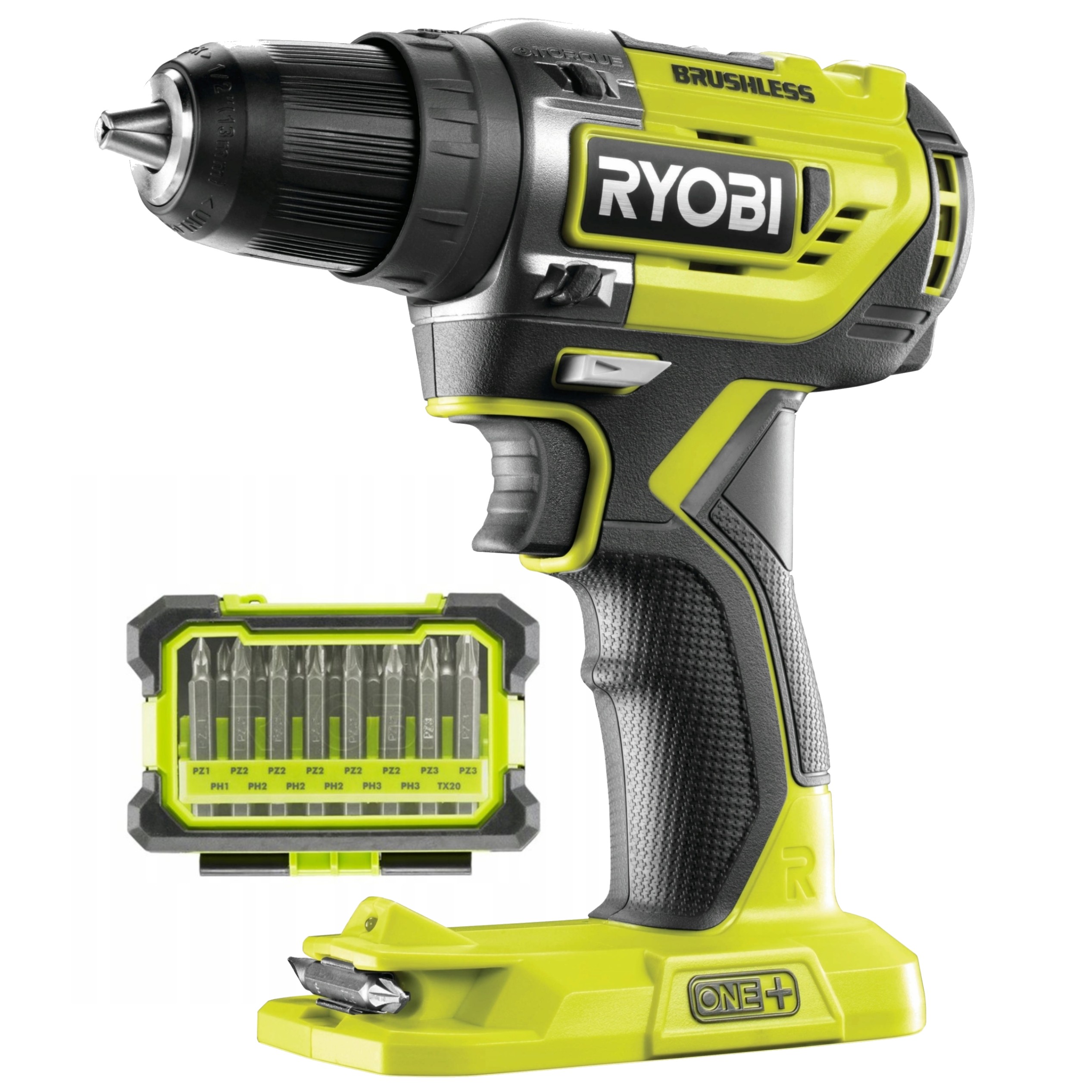 RYOBI Wiertarko-Wkrętarka R18DD5-0 + Zestaw końcówek wkrętarskich 15×50 mm