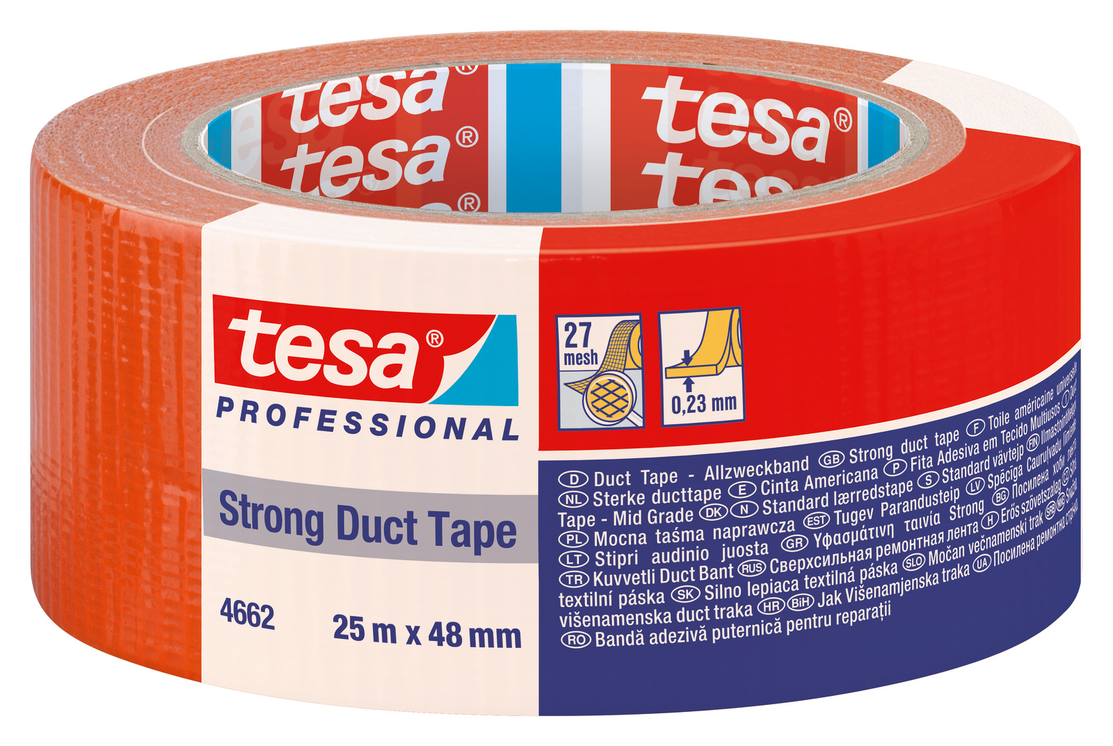 tesa Duct Tape Taśma naprawcza tkaninowa 25m x 48mm pomarańczowa