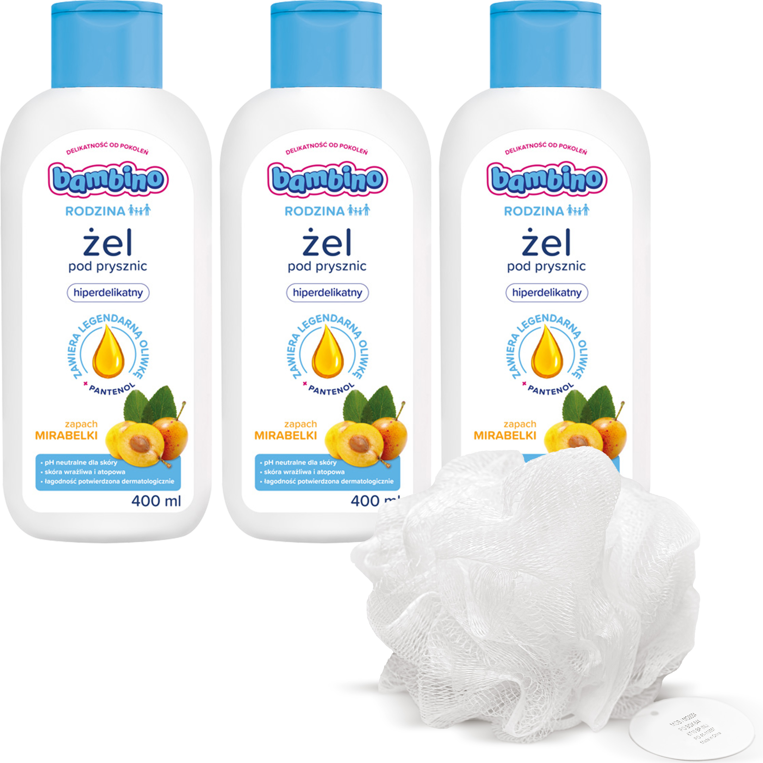 3x Bambino RODZINA Żel pod prysznic MIRABELKA 400 ml