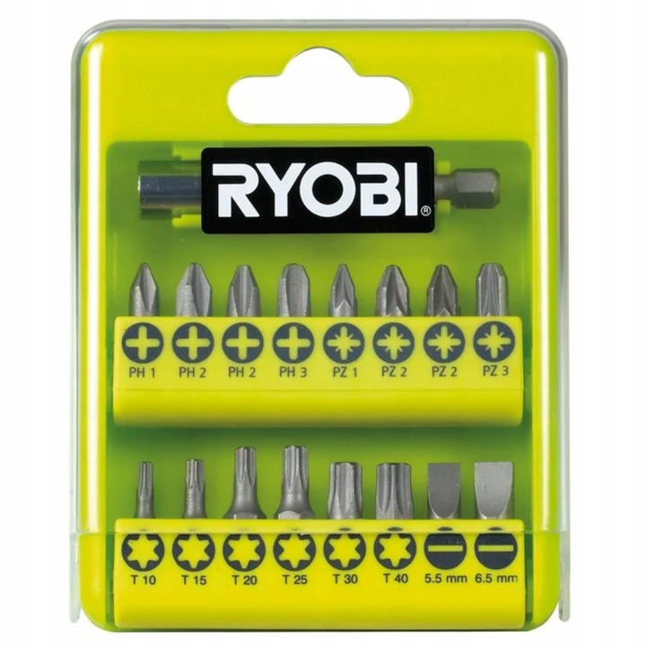 Ryobi Wiertarko-Wkrętarka Udarowa 18v 2×1.5ah Ładowarka+Zestaw bitów 17 szt
