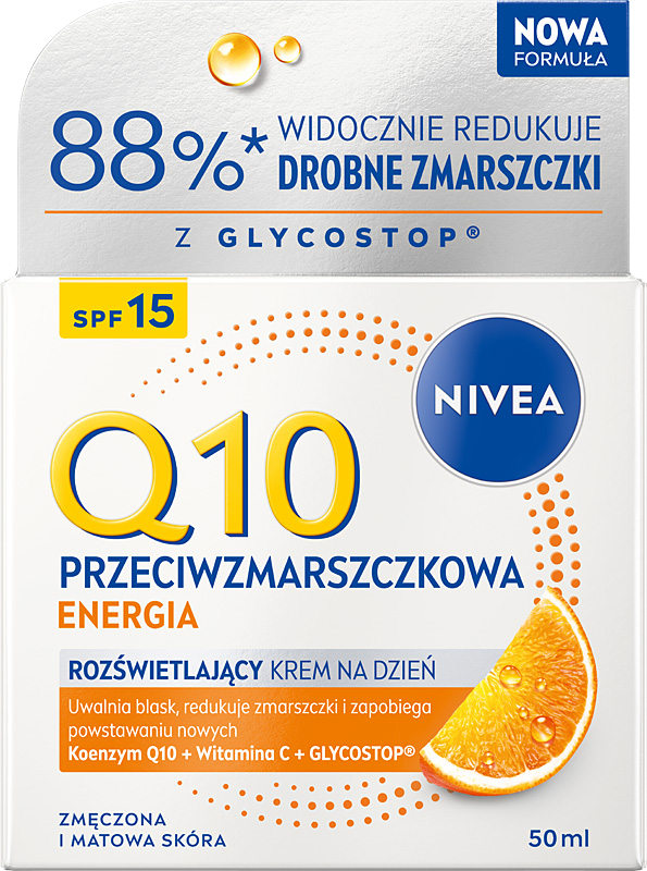 NIVEA Q10 PRZECIWZMARSZCZKOWA ENERGIA Rozświetlający krem na dzień SPF15 50