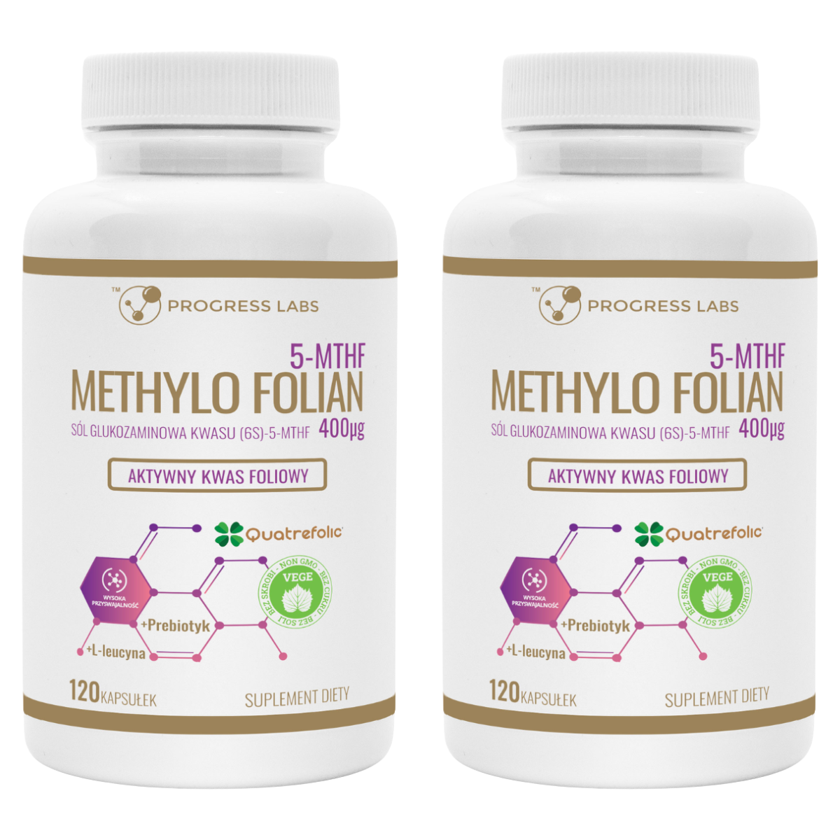 Zestaw Progress Labs KWAS FOLIOWY 5-MTHF WIT B9 400mcg METHYLO FOLIAN 2x
